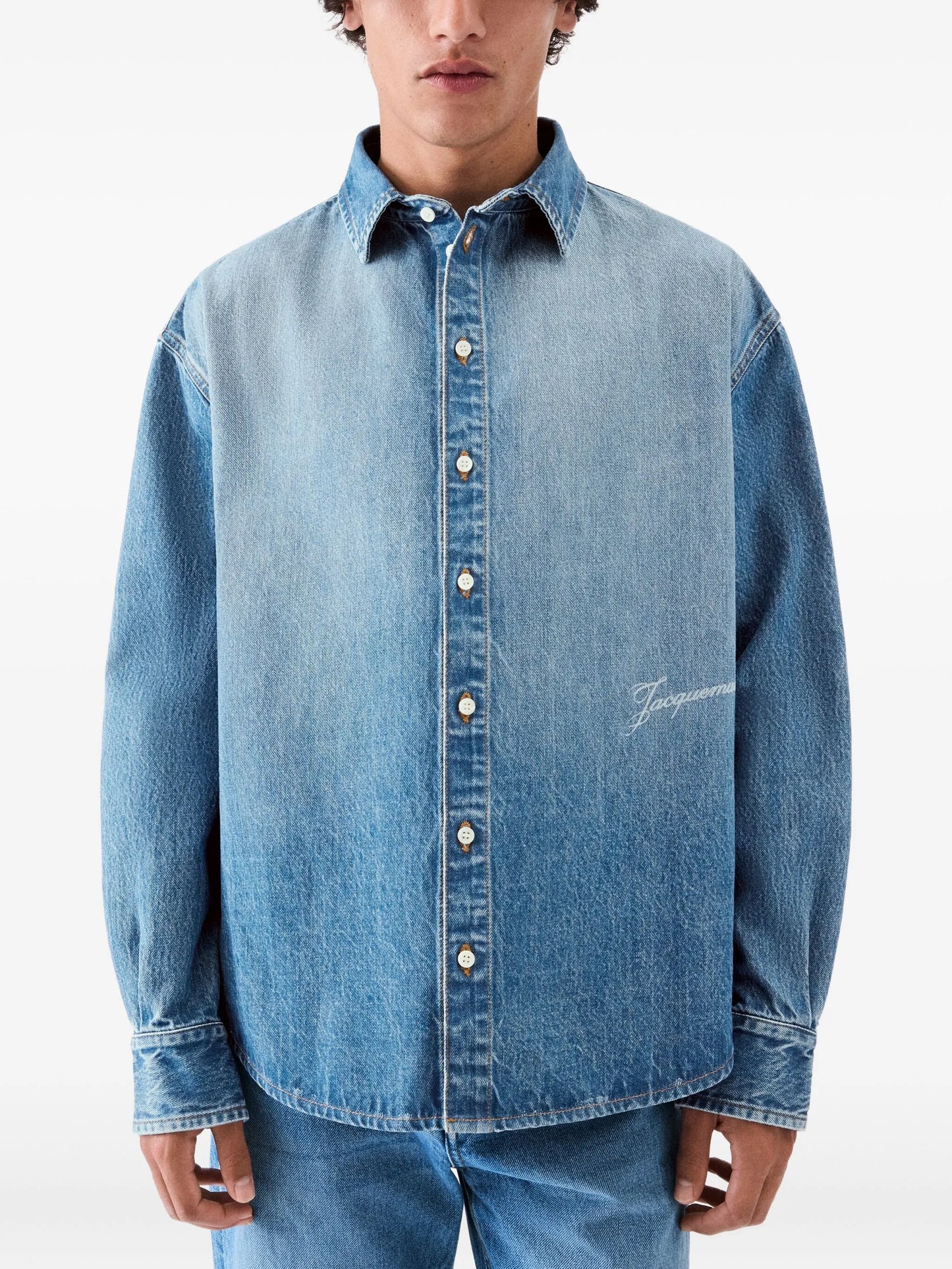 button-up denim shirt