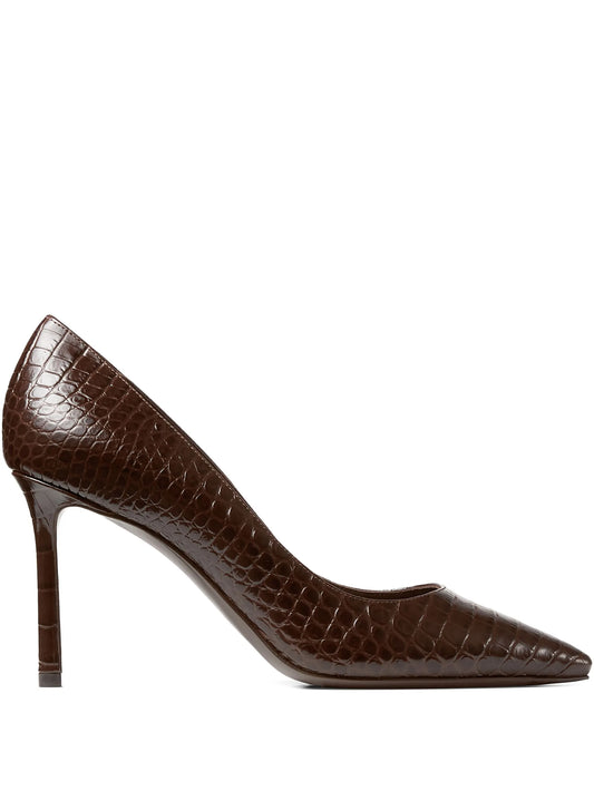 Romy crocodile-effect leather pumps