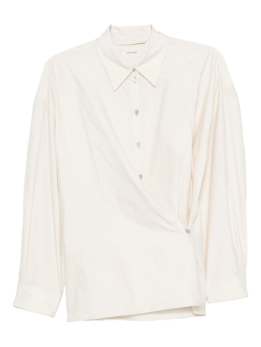 straight-collar twisted shirt