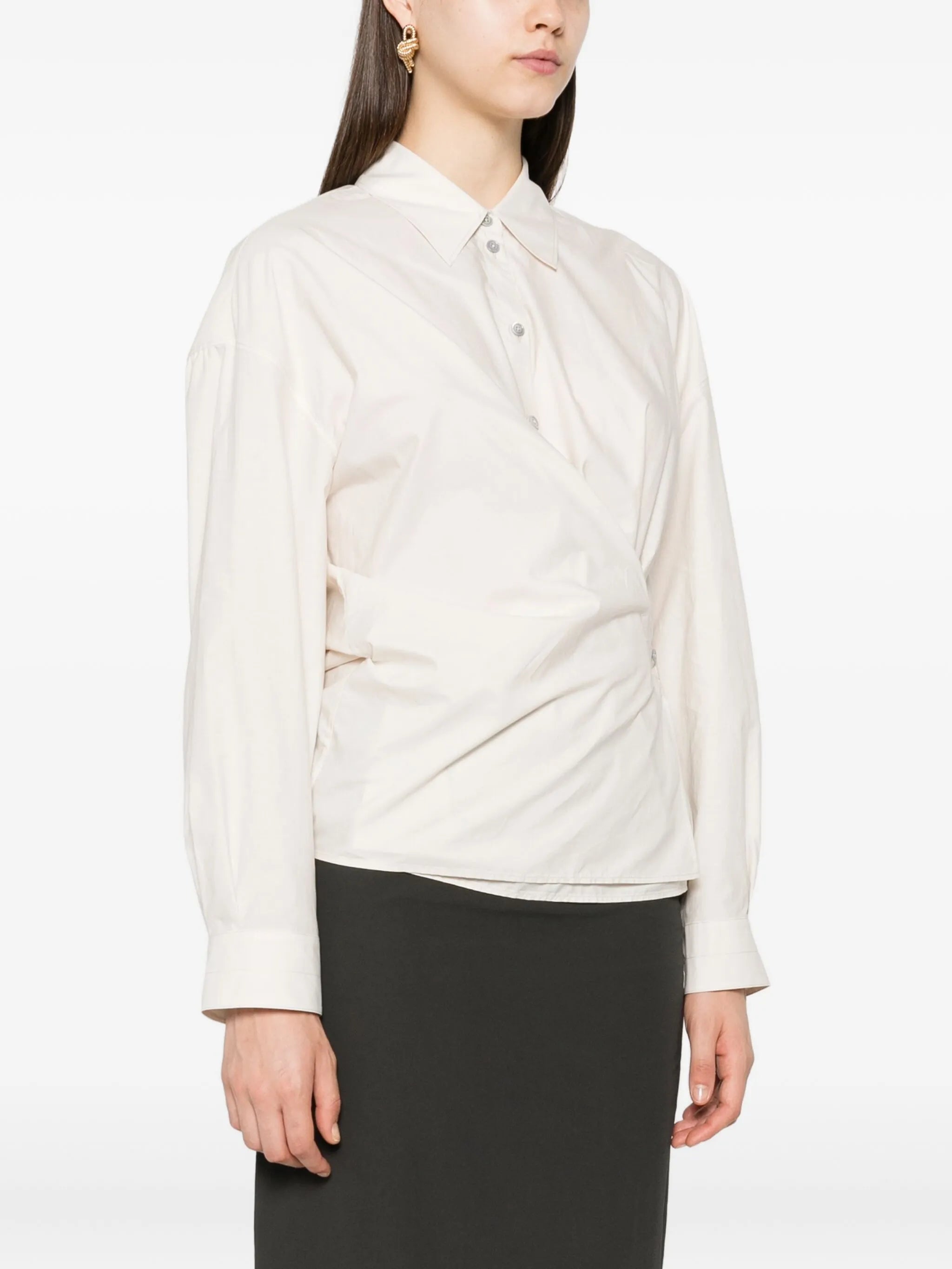 straight-collar twisted shirt