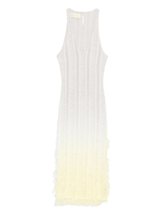 Angel plunge-neck ombré midi dress