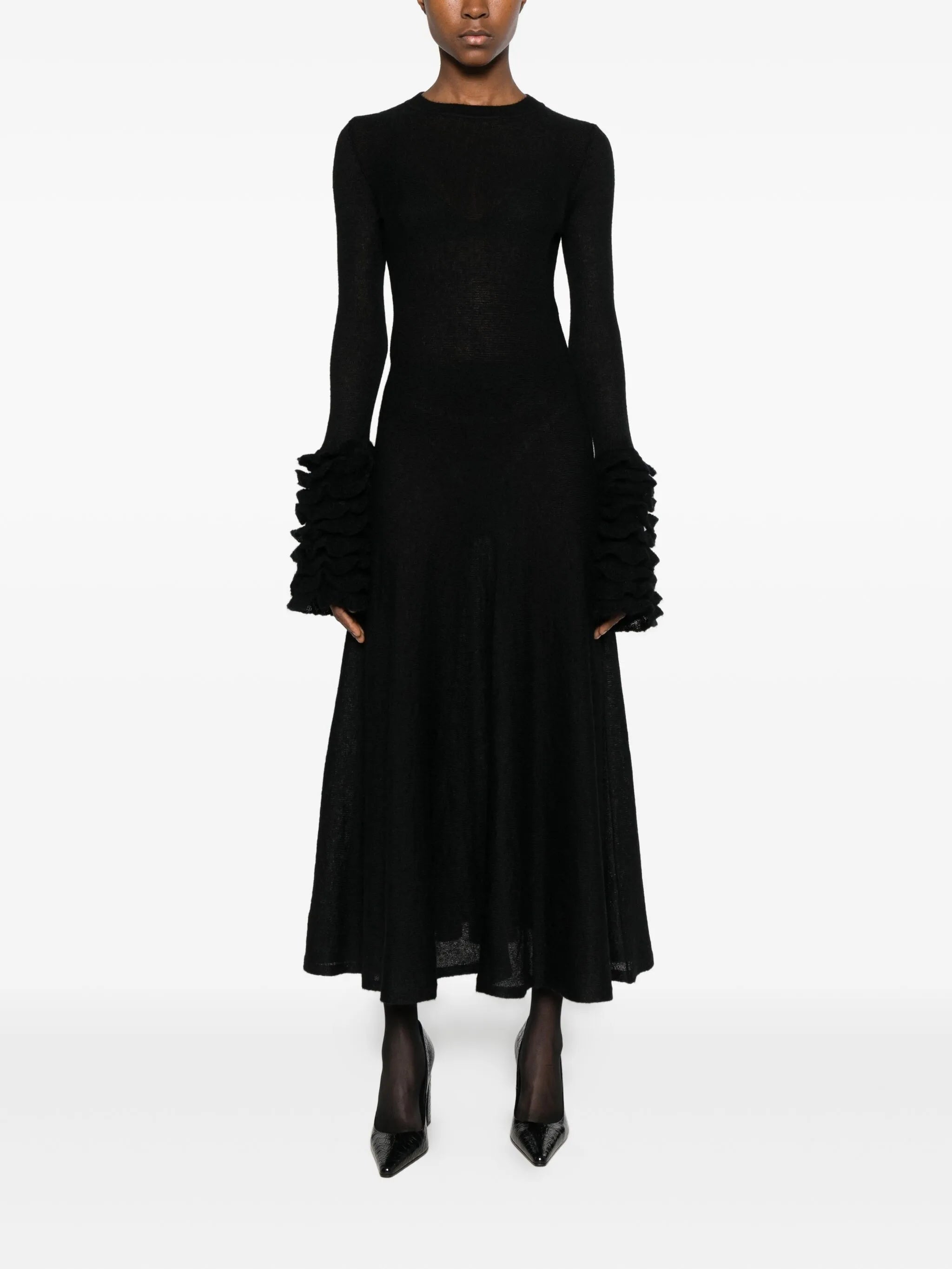 frills midi dress