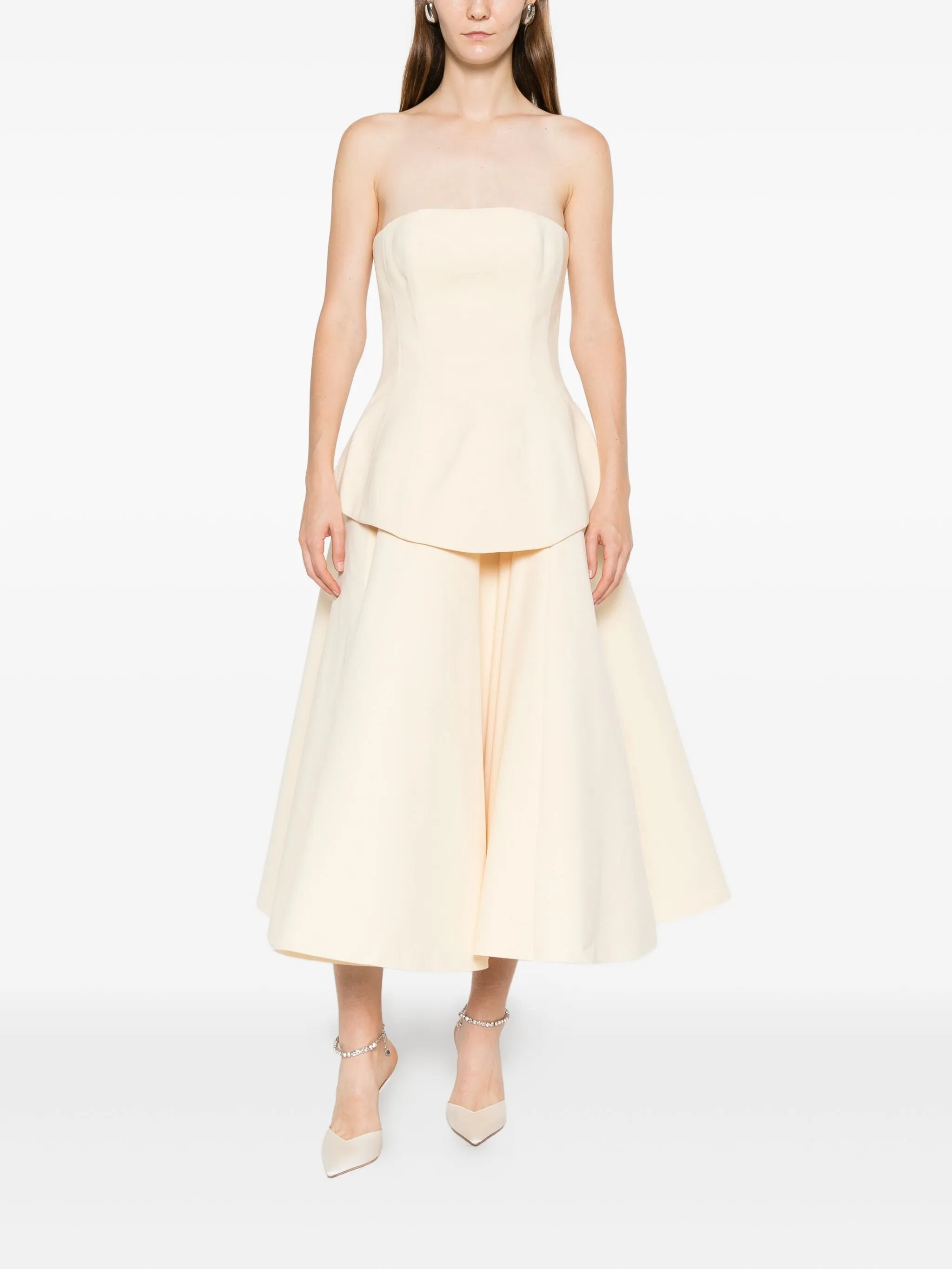 Ada strapless peplum midi dress
