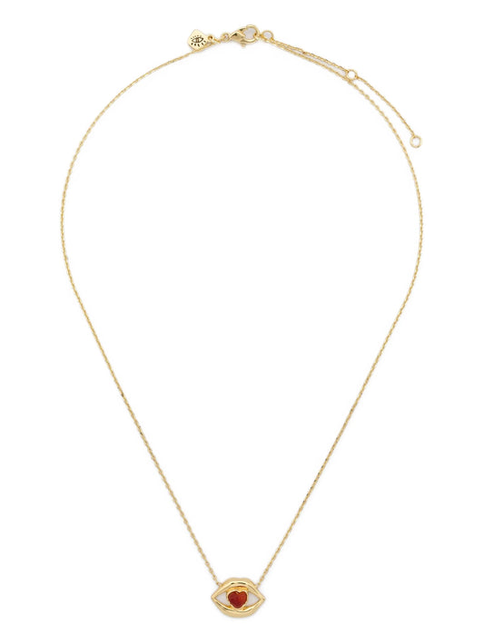 14CT gold plated brass lips necklace