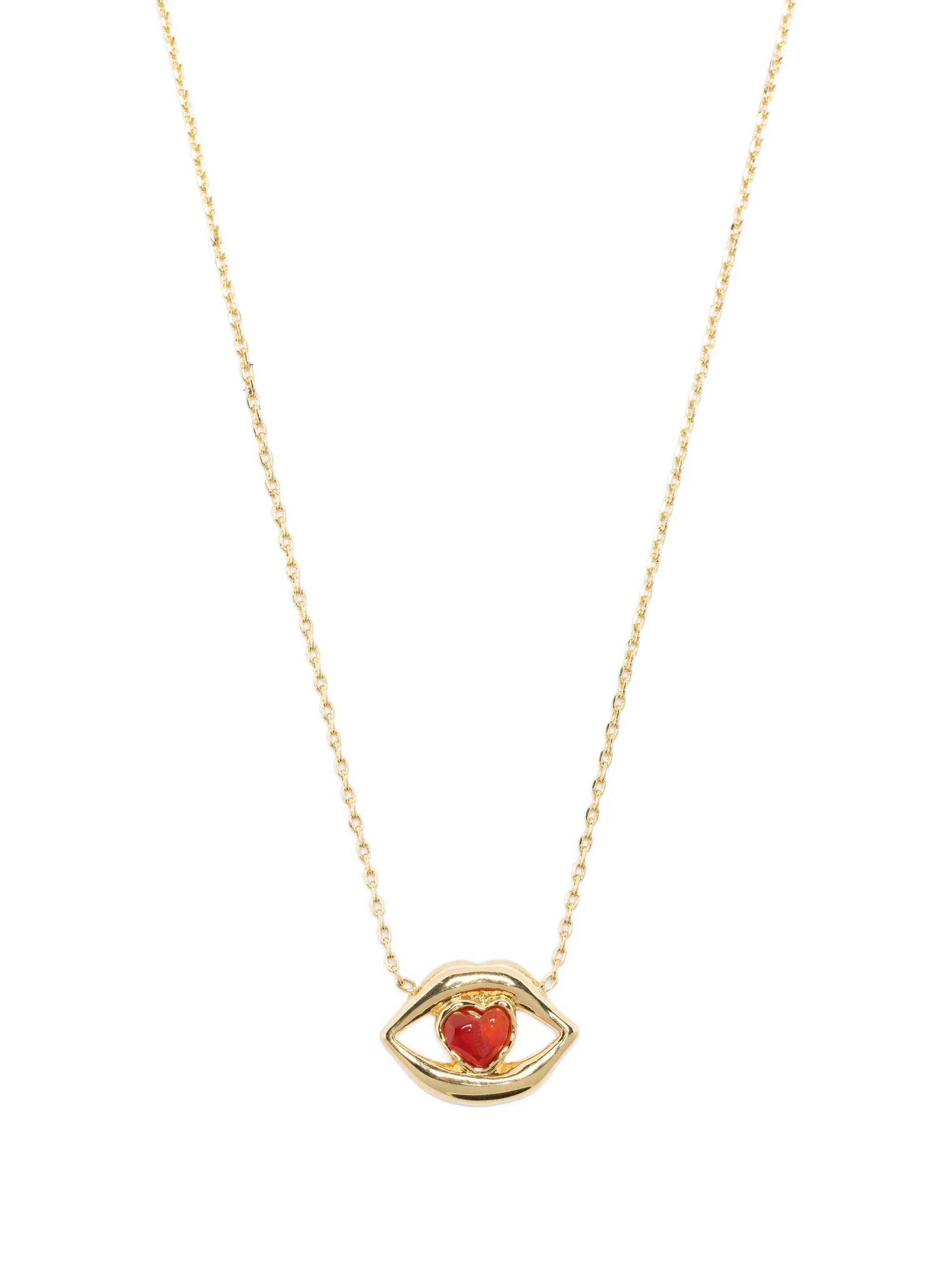 14CT gold plated brass lips necklace