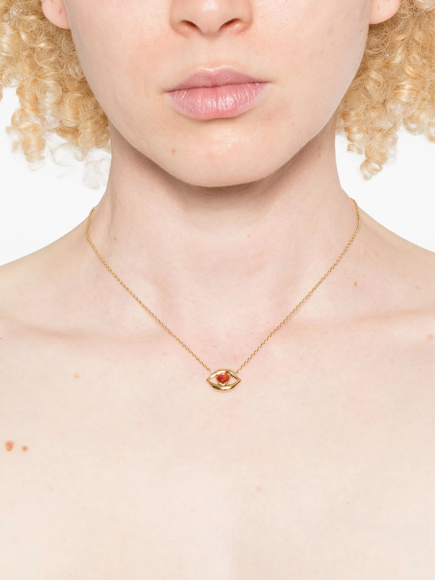 14CT gold plated brass lips necklace