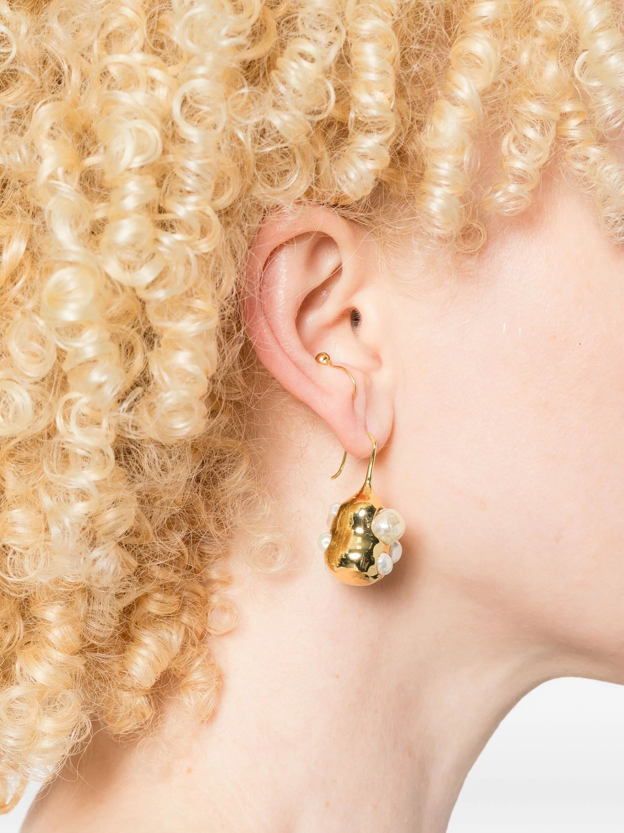 x Quentin Jones 14CT gold plated brass drop earrings