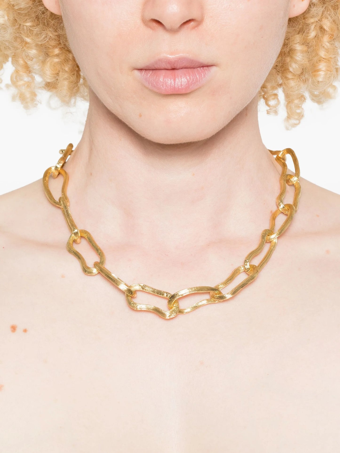 x Quentin Jones 14CT gold plated brass chain-link necklace
