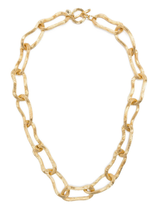 x Quentin Jones 14CT gold plated brass chain-link necklace