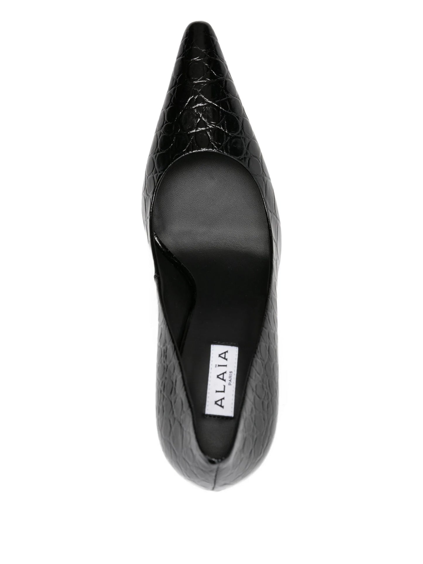 90mm crocodile-embossed pointed pumps