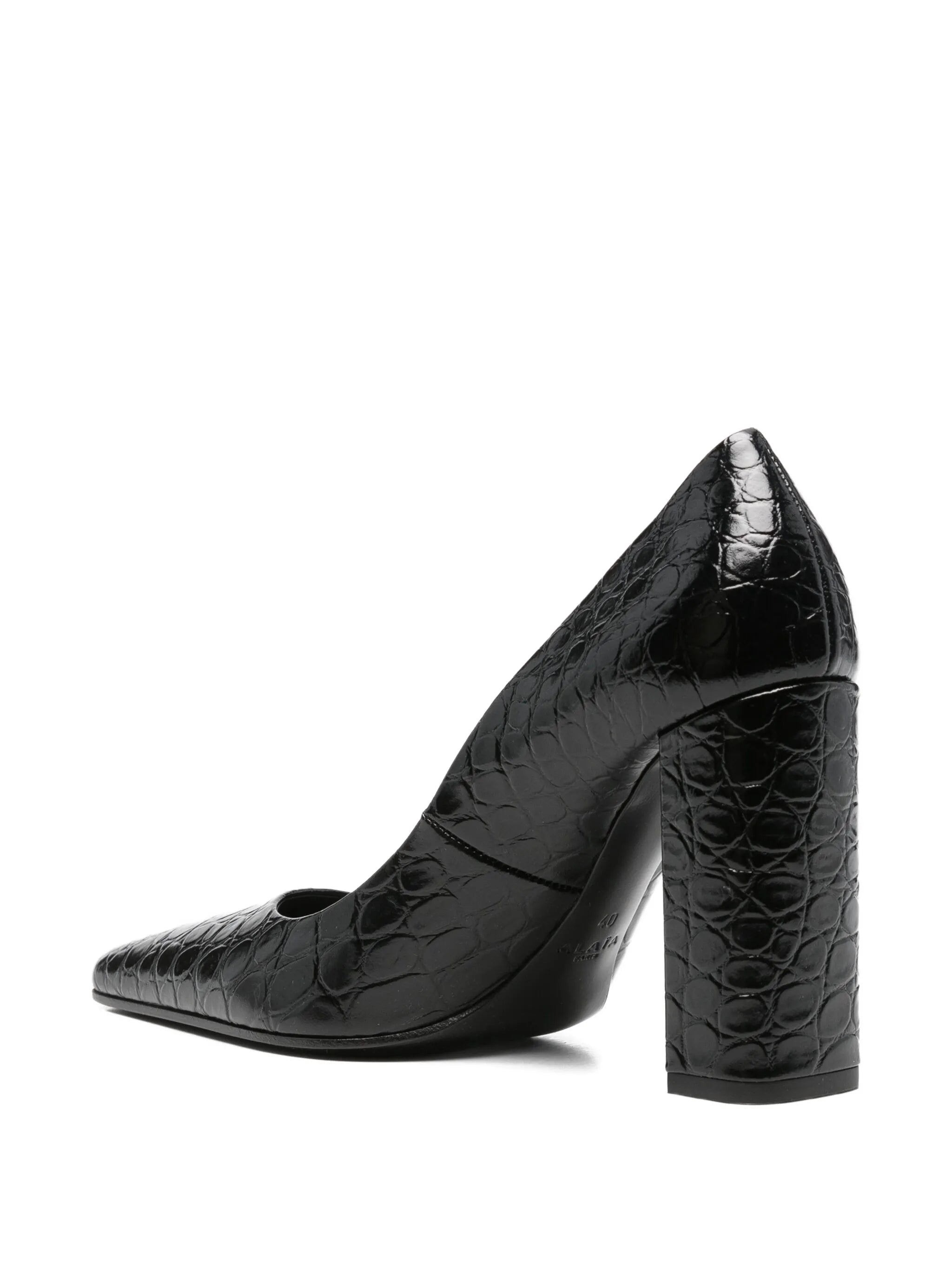 90mm crocodile-embossed pointed pumps