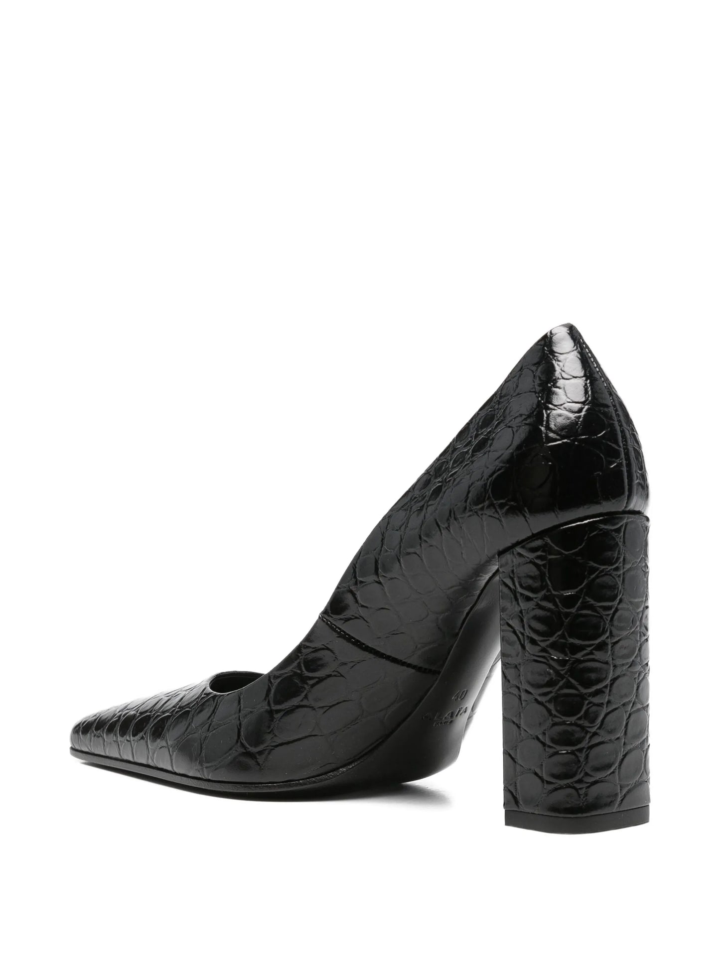 90mm crocodile-embossed pointed pumps