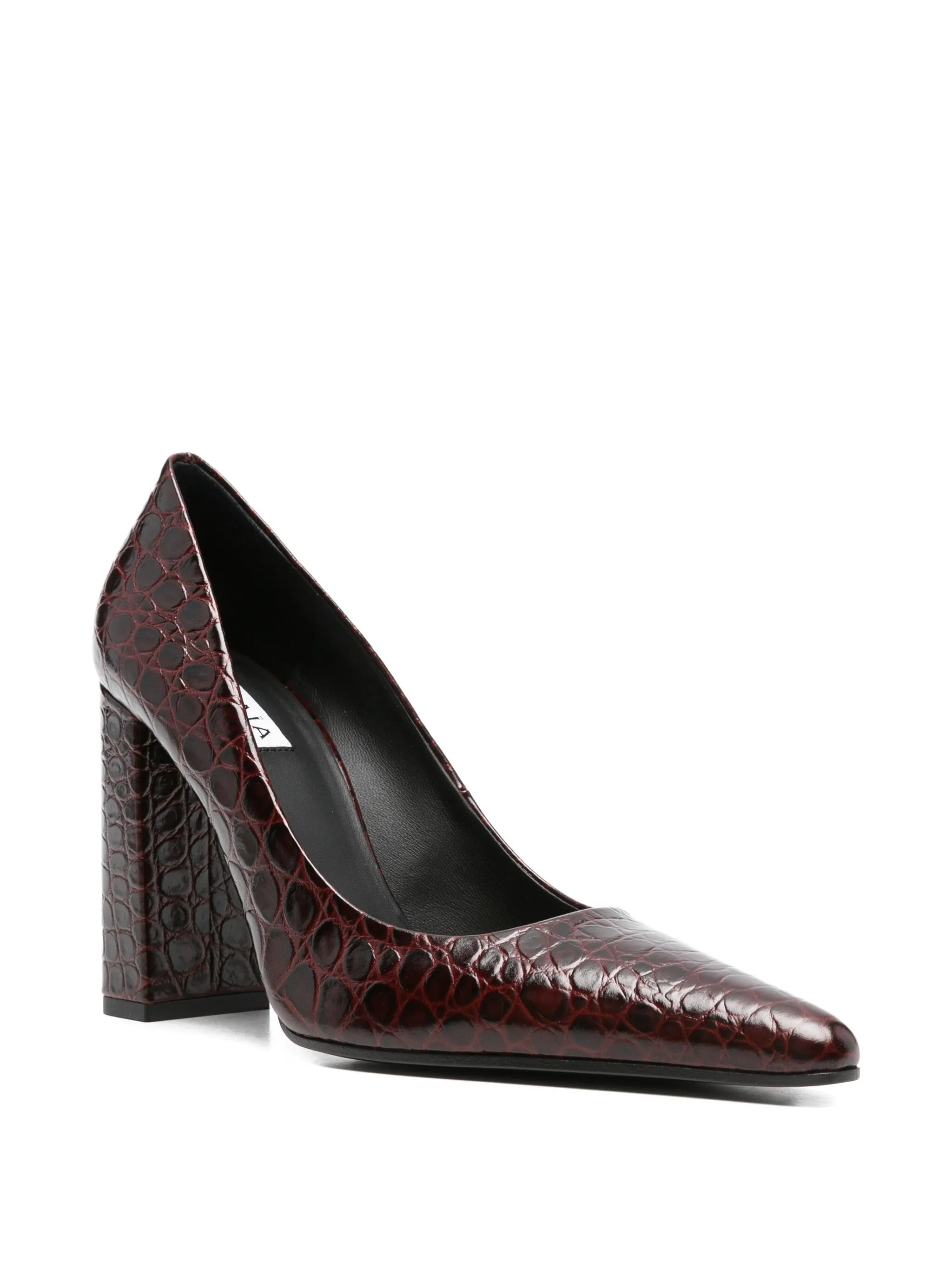 90mm leather heeled pumps