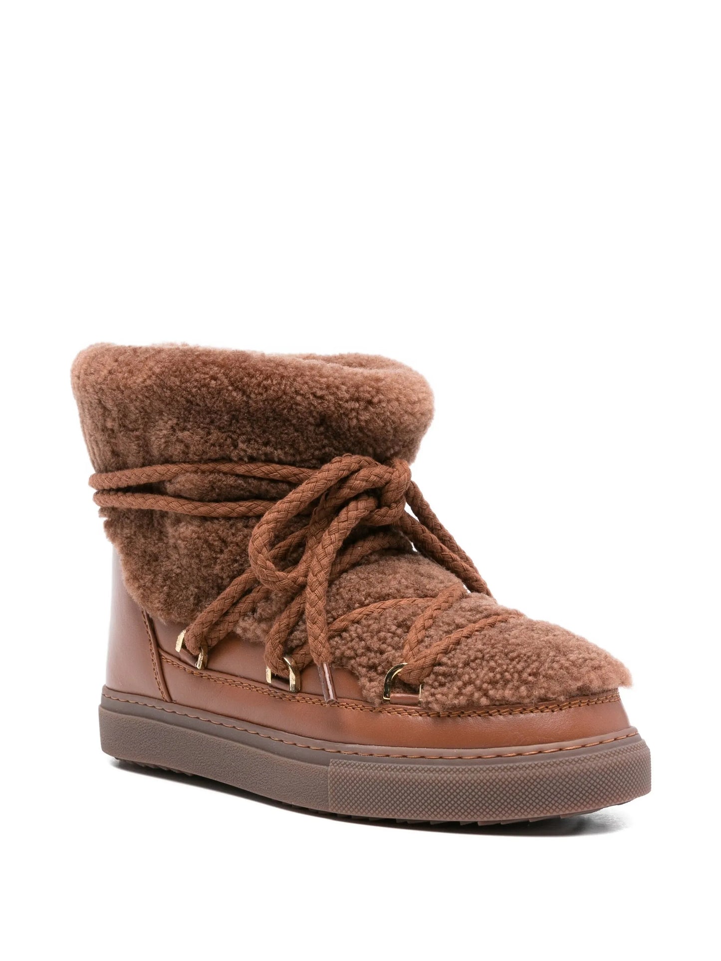 Curly leather ankle boots