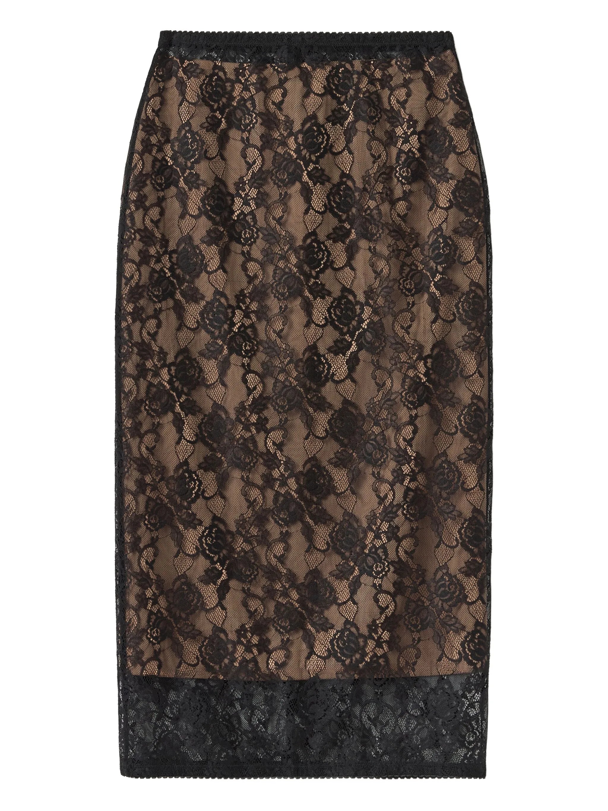 floral lace midi skirt