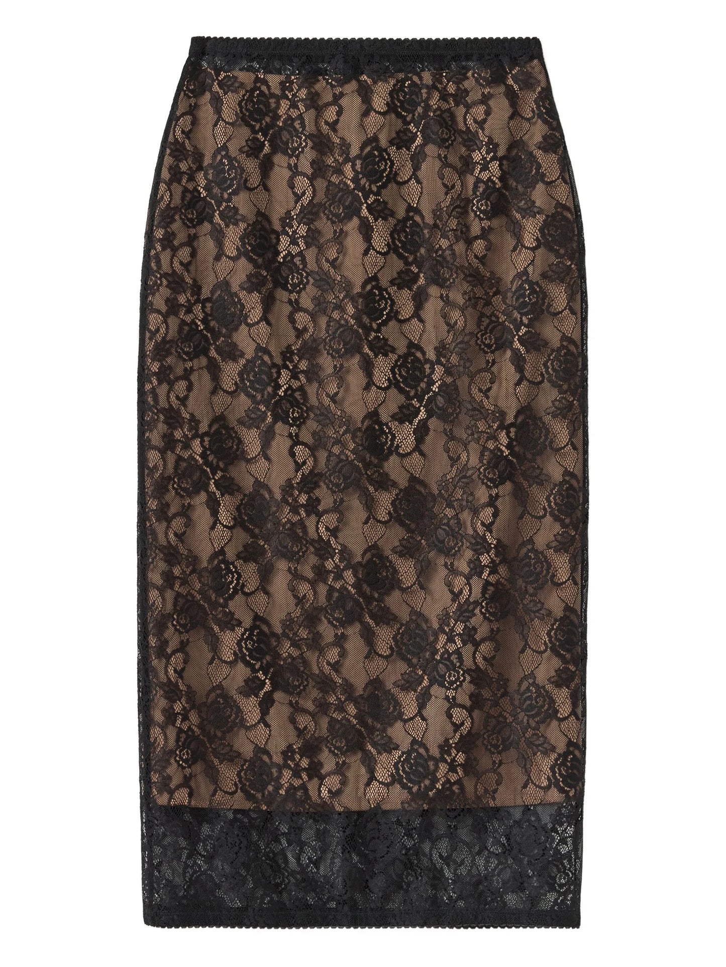 floral lace midi skirt