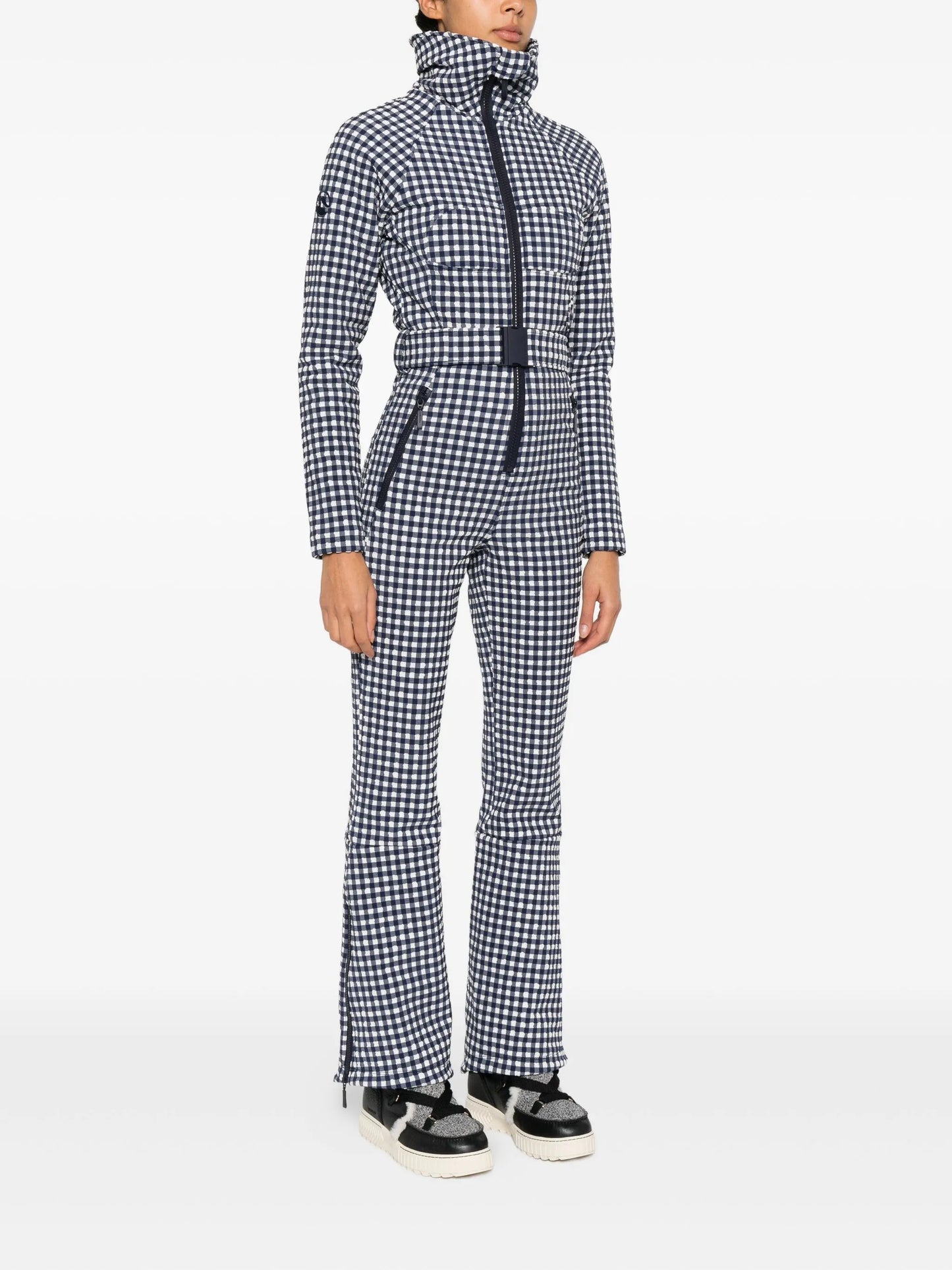 Chatel checkered belted ski suit