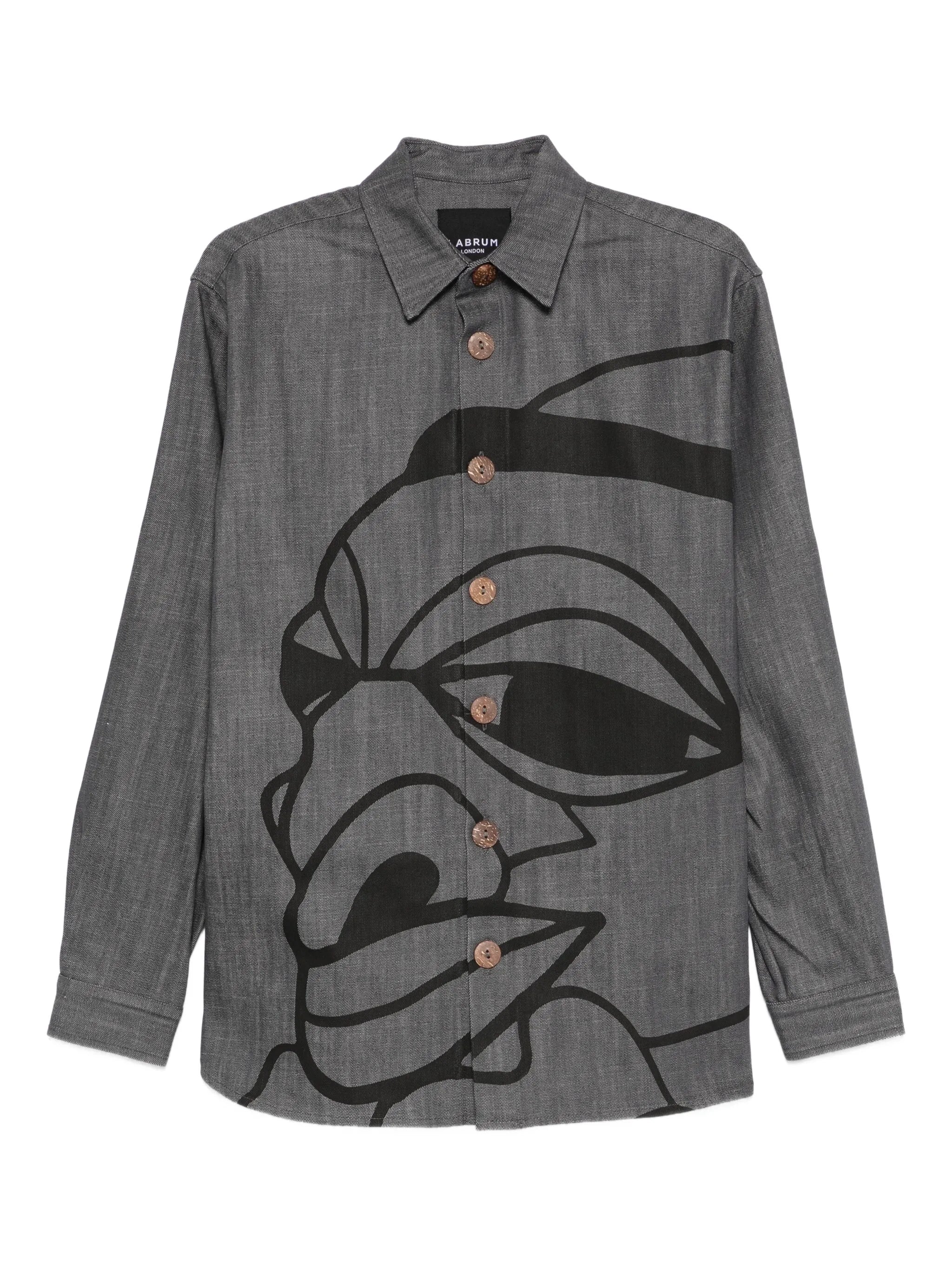 Nomoli-print denim shirt