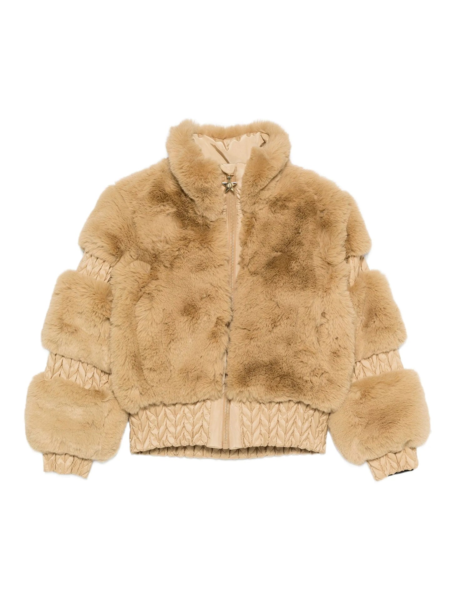 Furry zip-fastening ski jacket