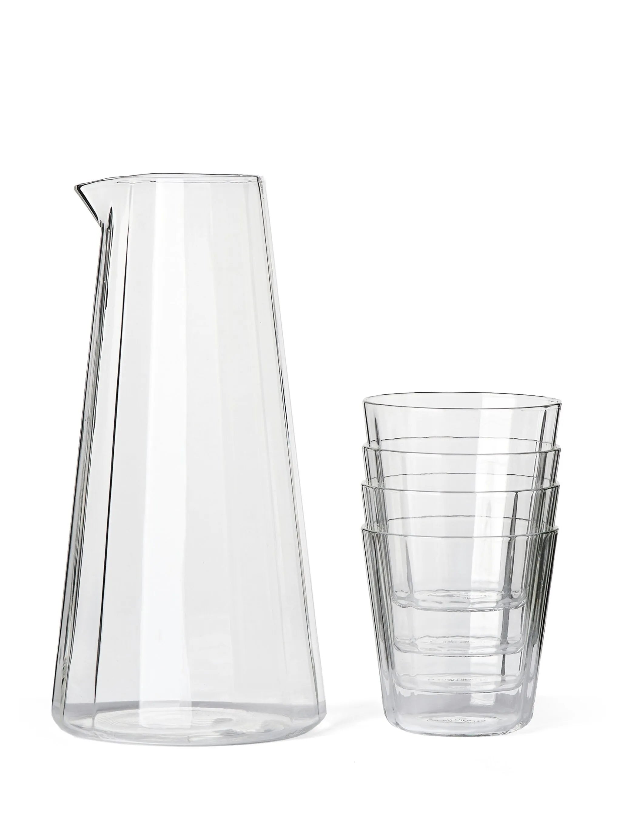 fade glass carafe  4 tumblers set clear