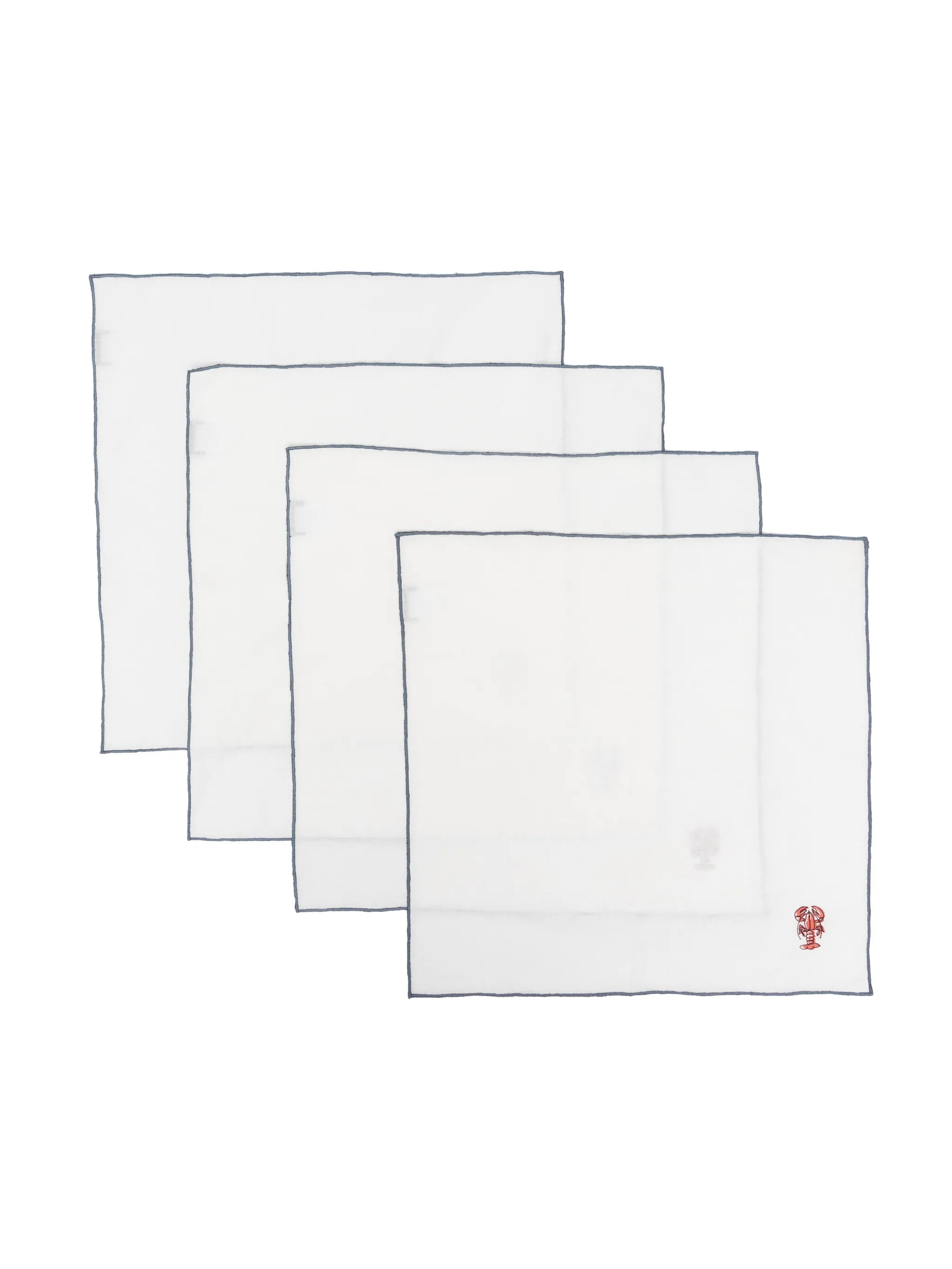 embroidered lobster motif napkin (set of 4)