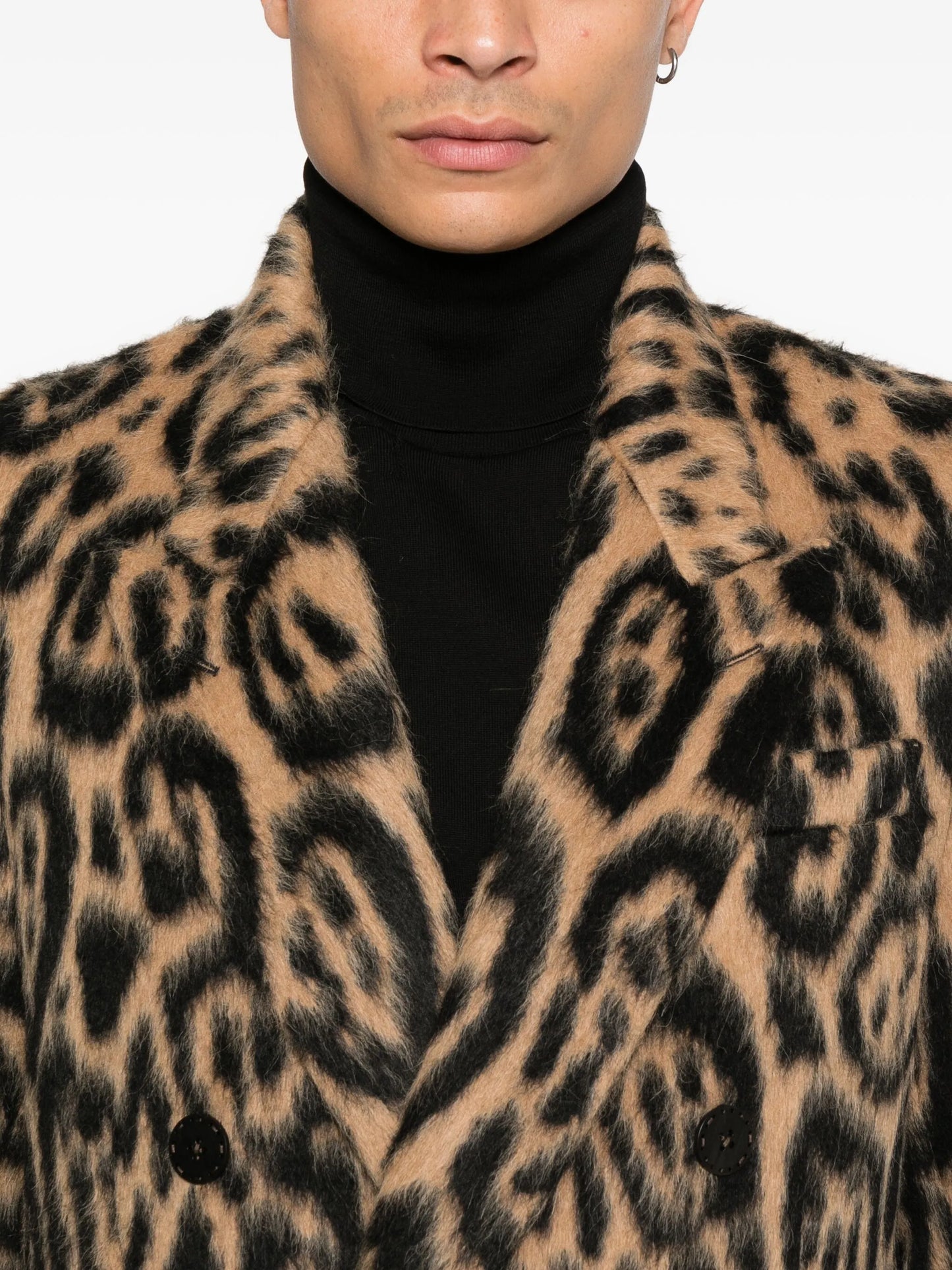 double-breasted leopard coat