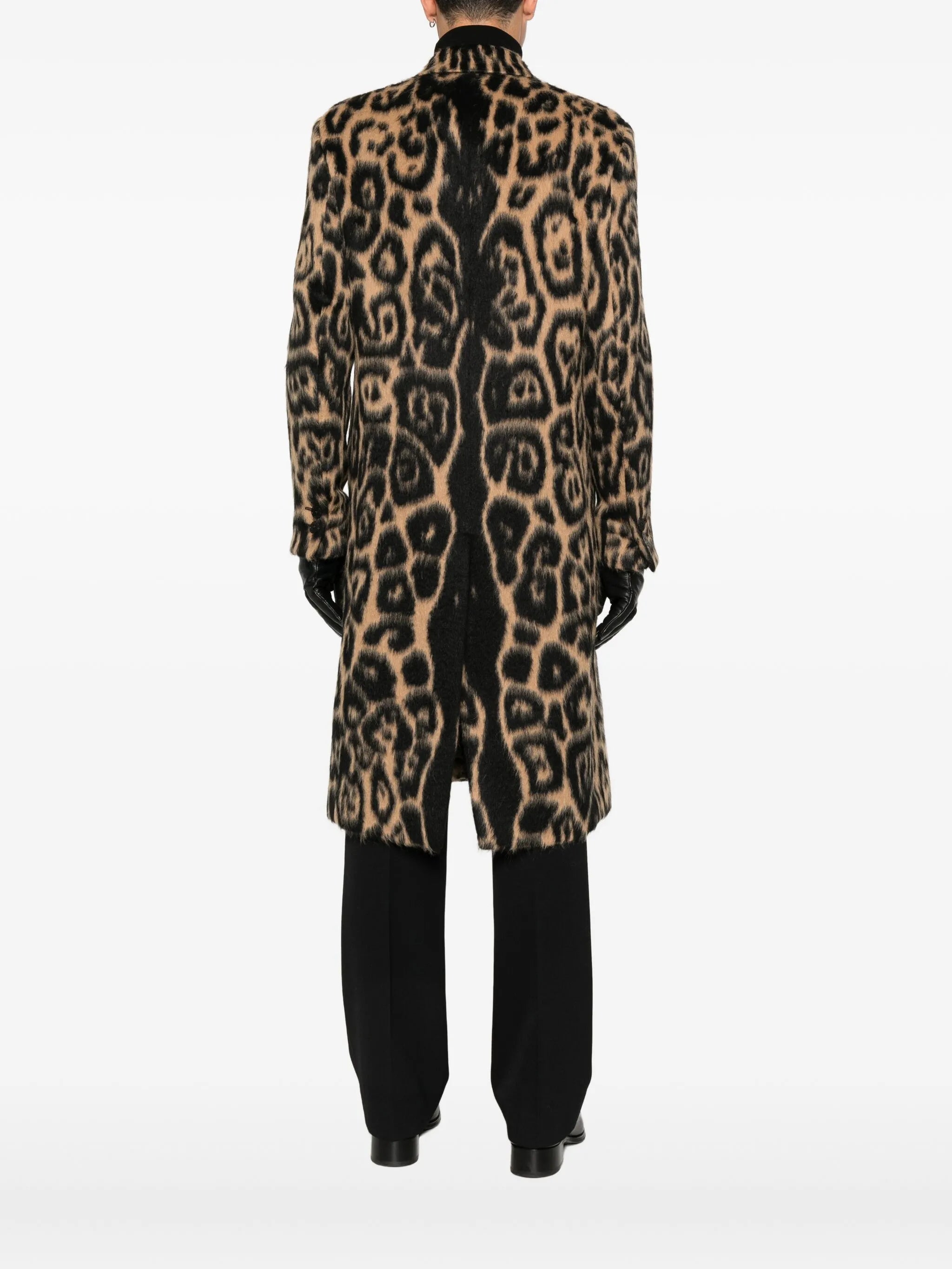 double-breasted leopard coat