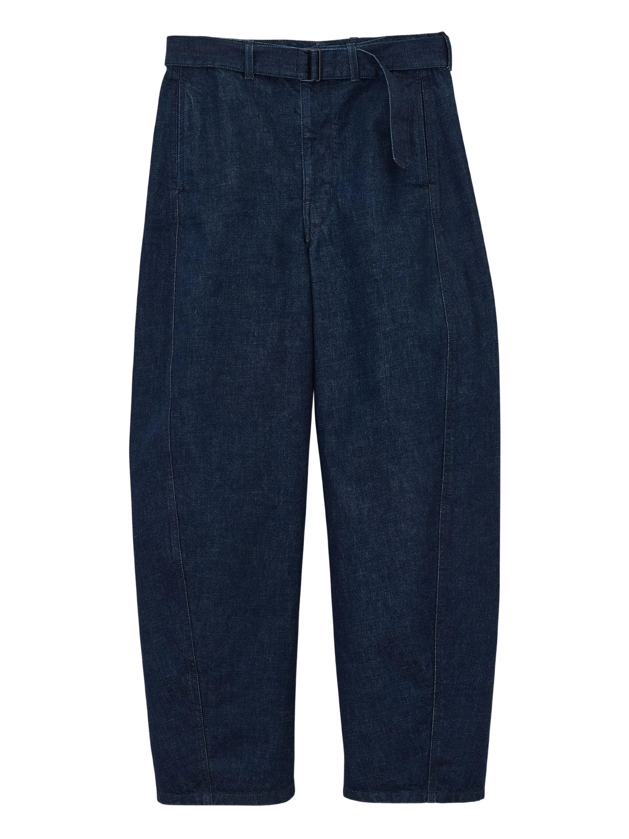 belted twisted denim jeans