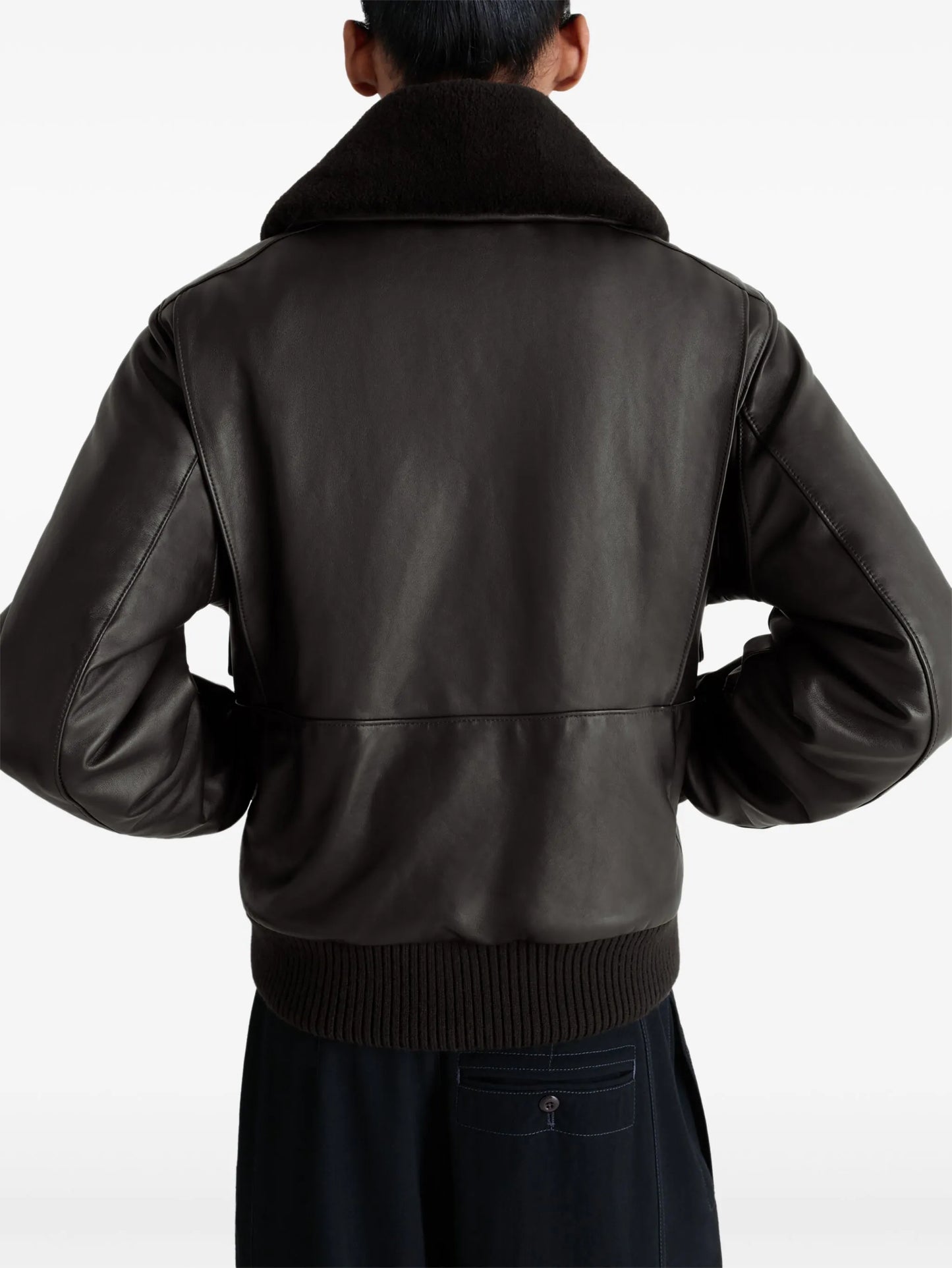 fur-collar leather jacket