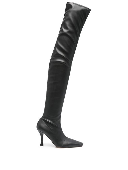 Trap knee-high boots