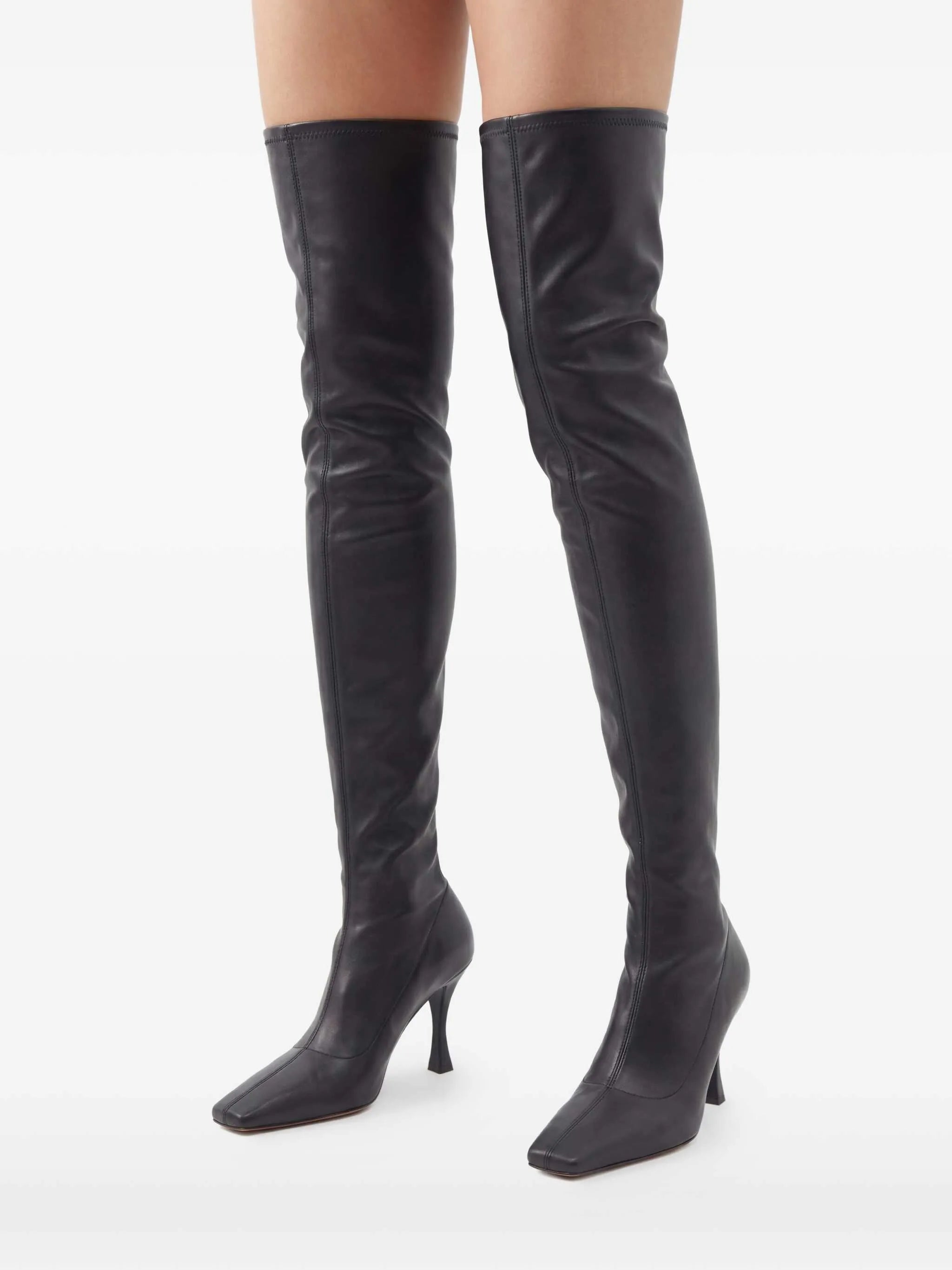 Trap knee-high boots