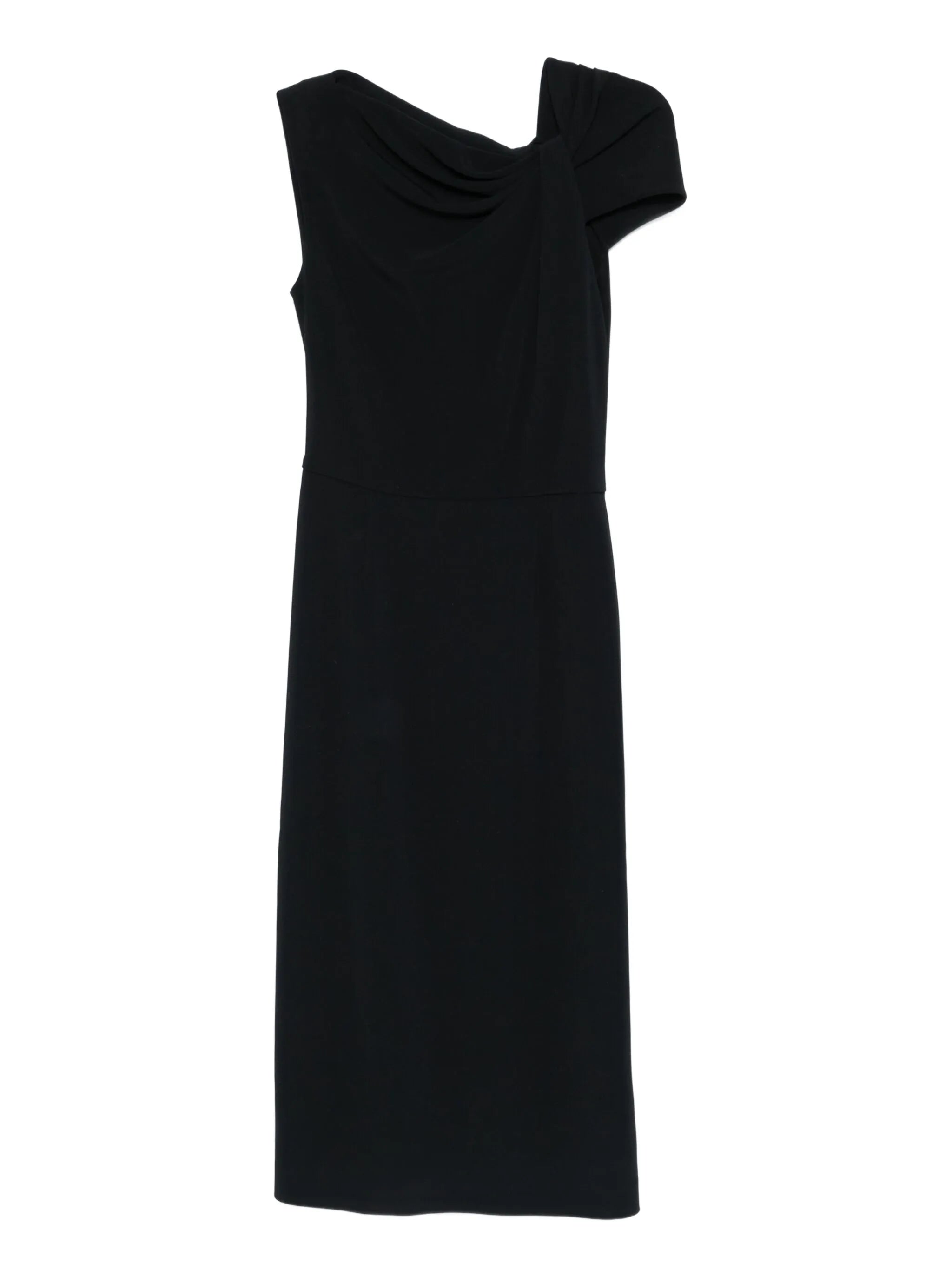 draped-detail one-shoulder midi dress