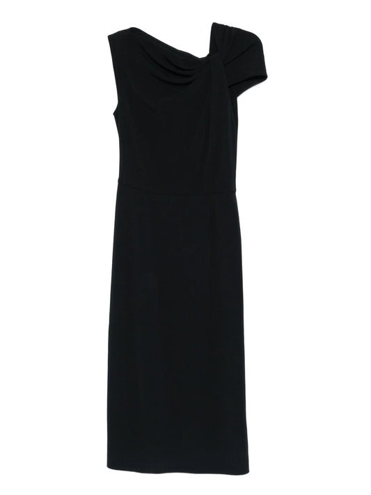draped-detail one-shoulder midi dress