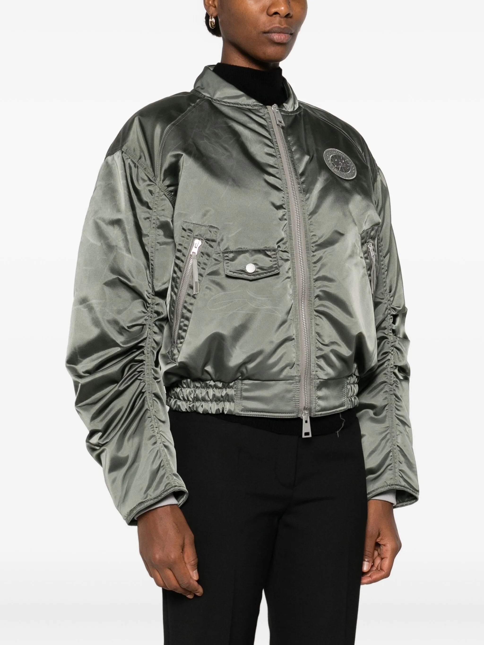 Jade zip-up bomber jacket