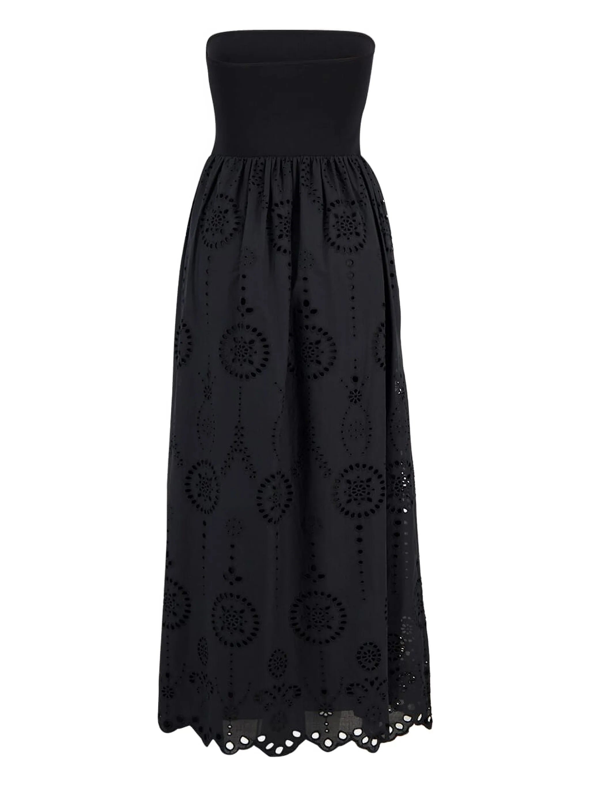 strapless broderie-anglaise maxi dress
