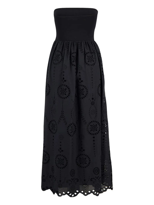 strapless broderie-anglaise maxi dress