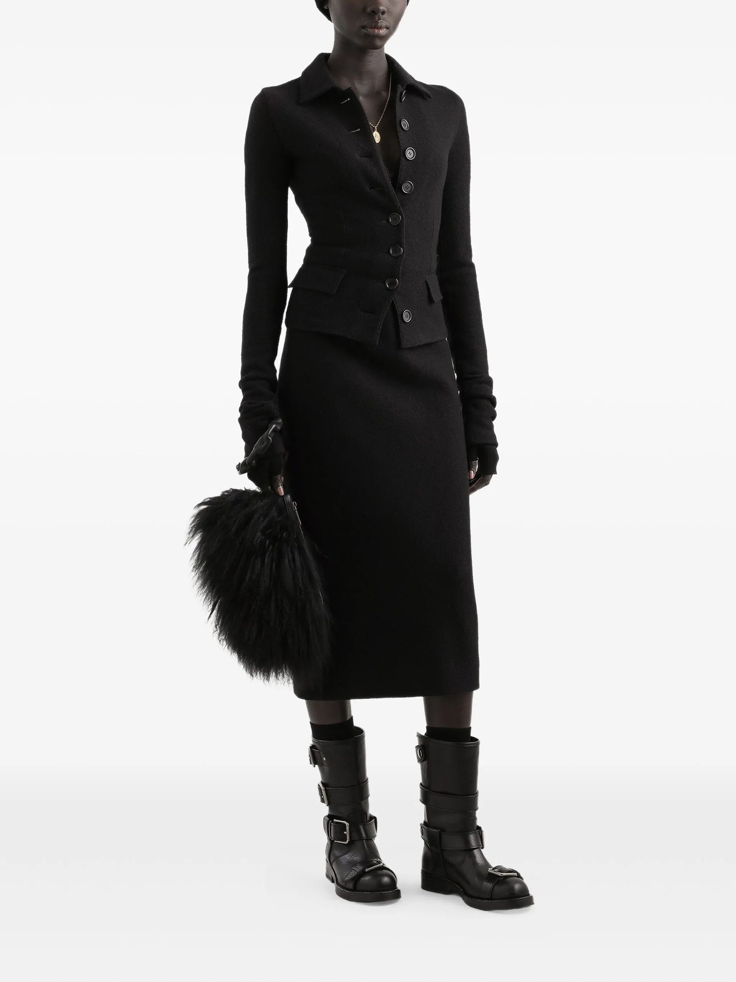 single-breasted wool cloth jacket