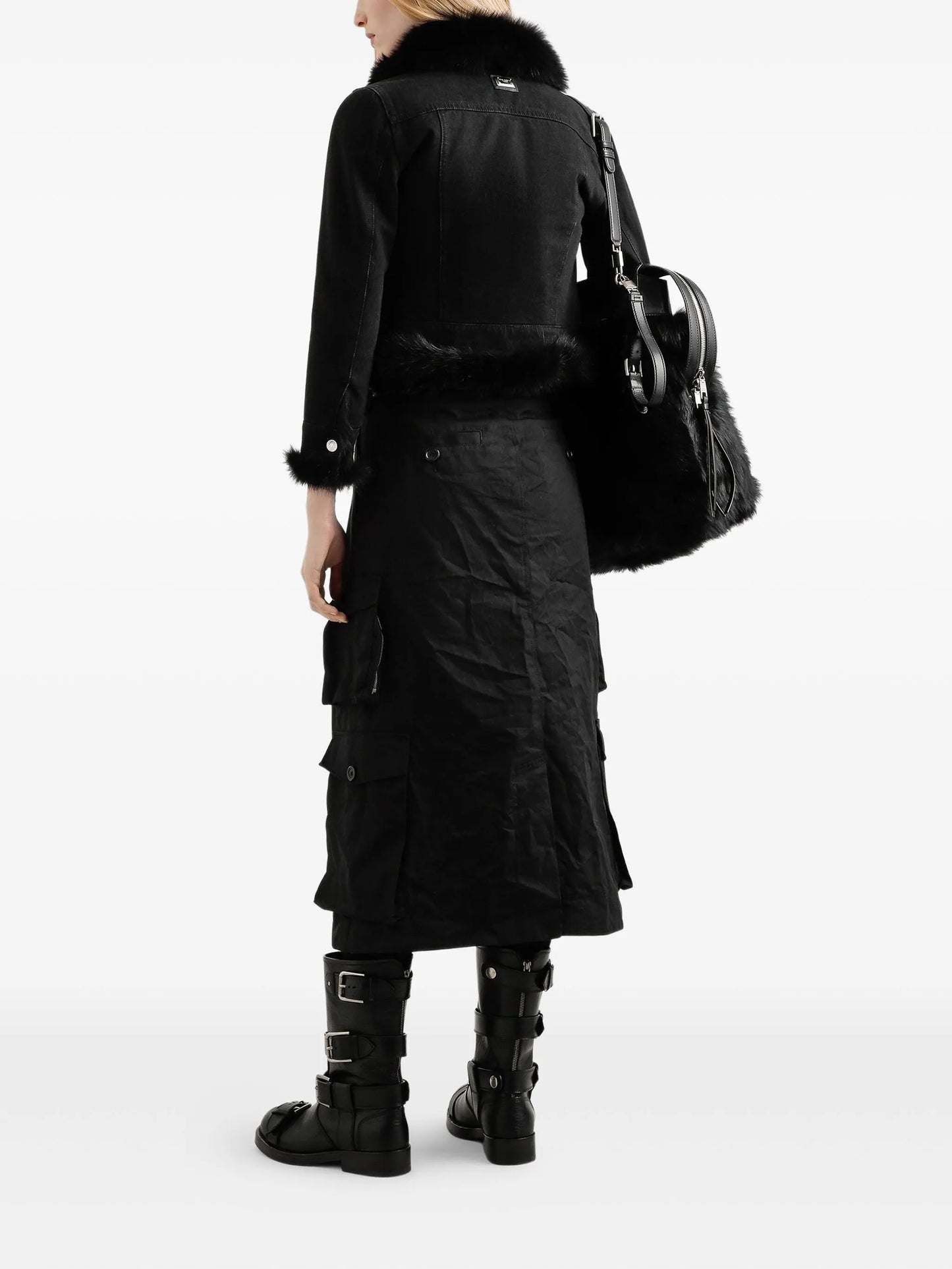 drawstring cargo midi skirt