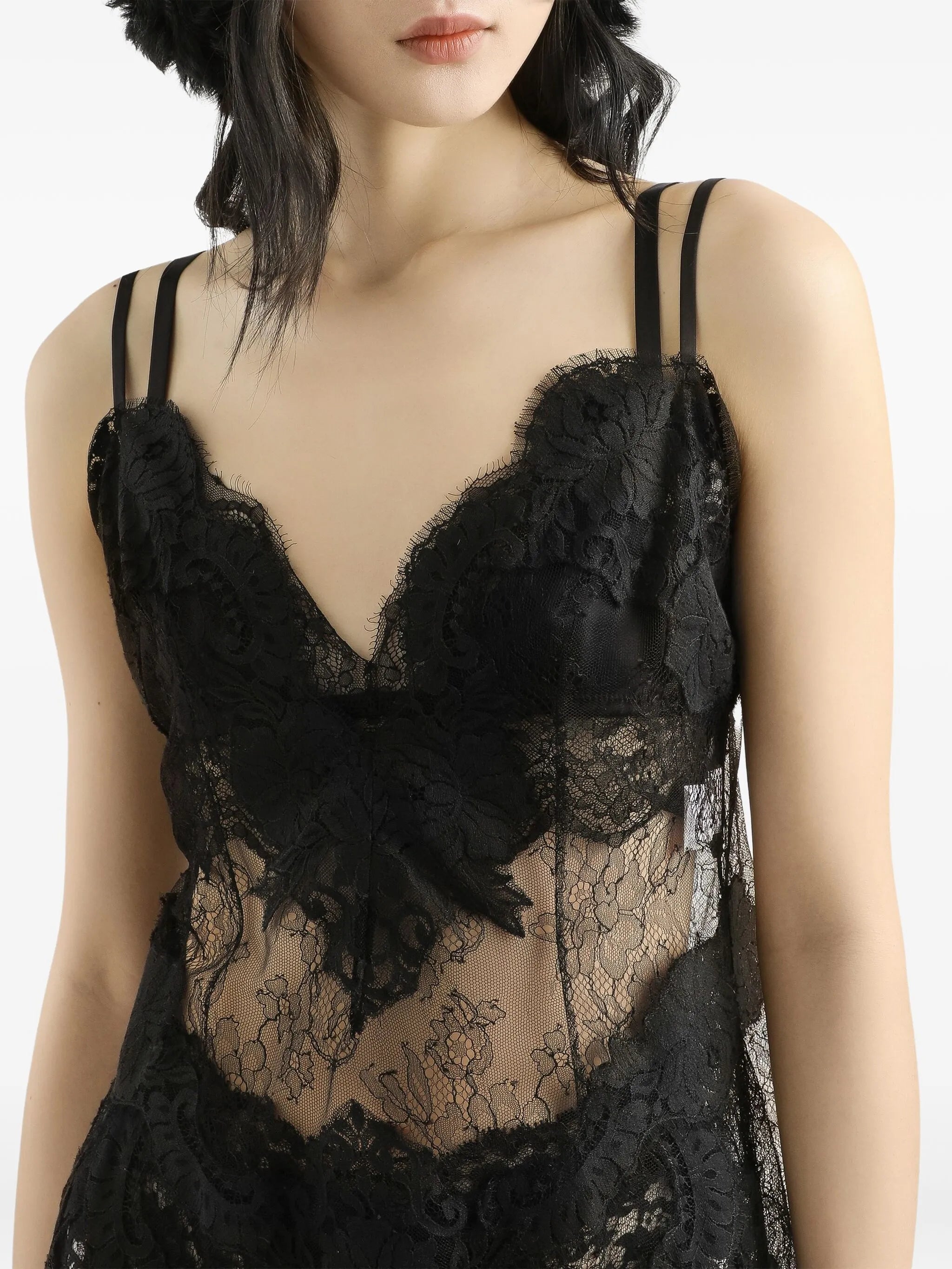 lace-trimmed slip dress
