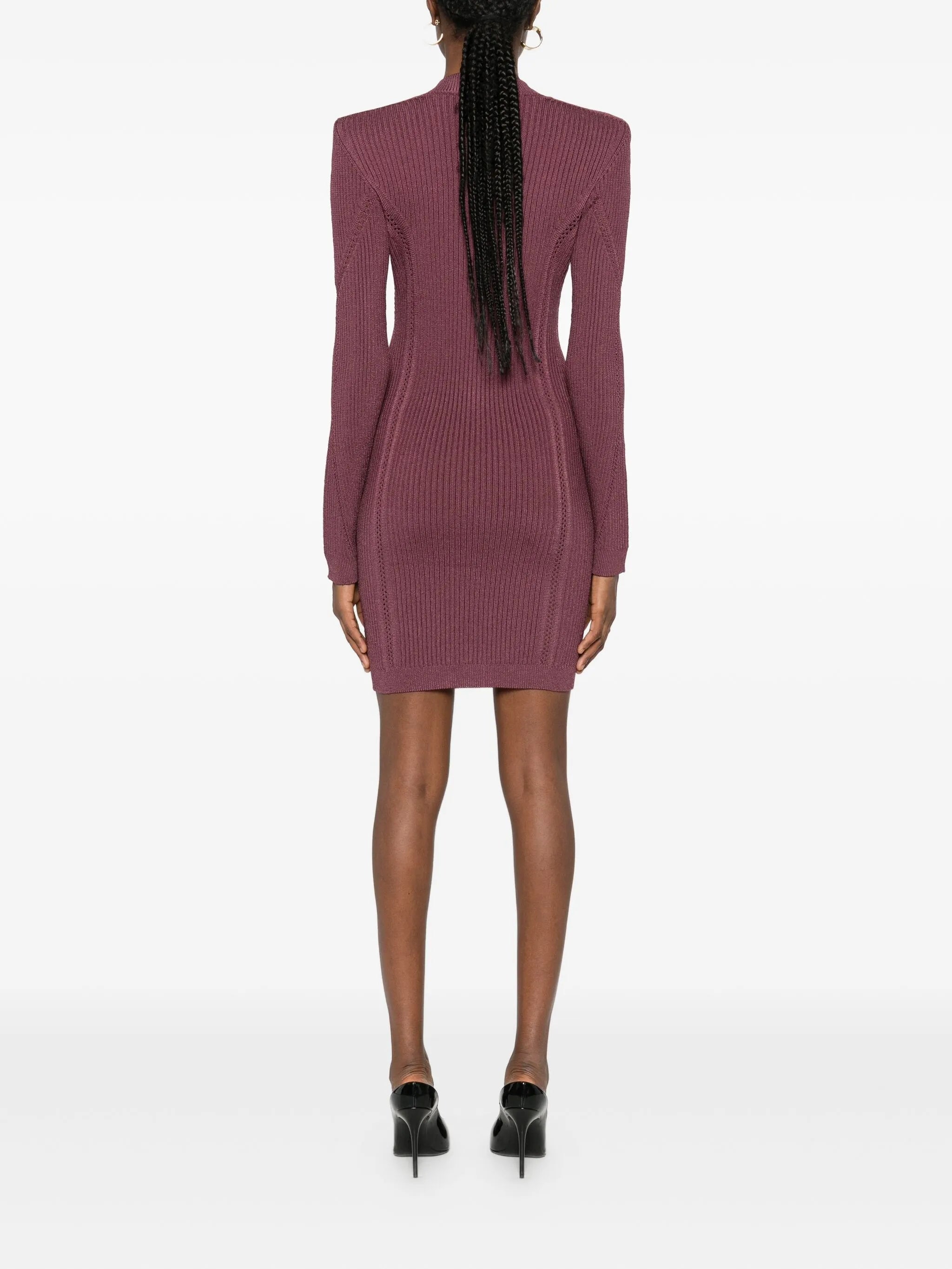 buttoned V-neck short dress