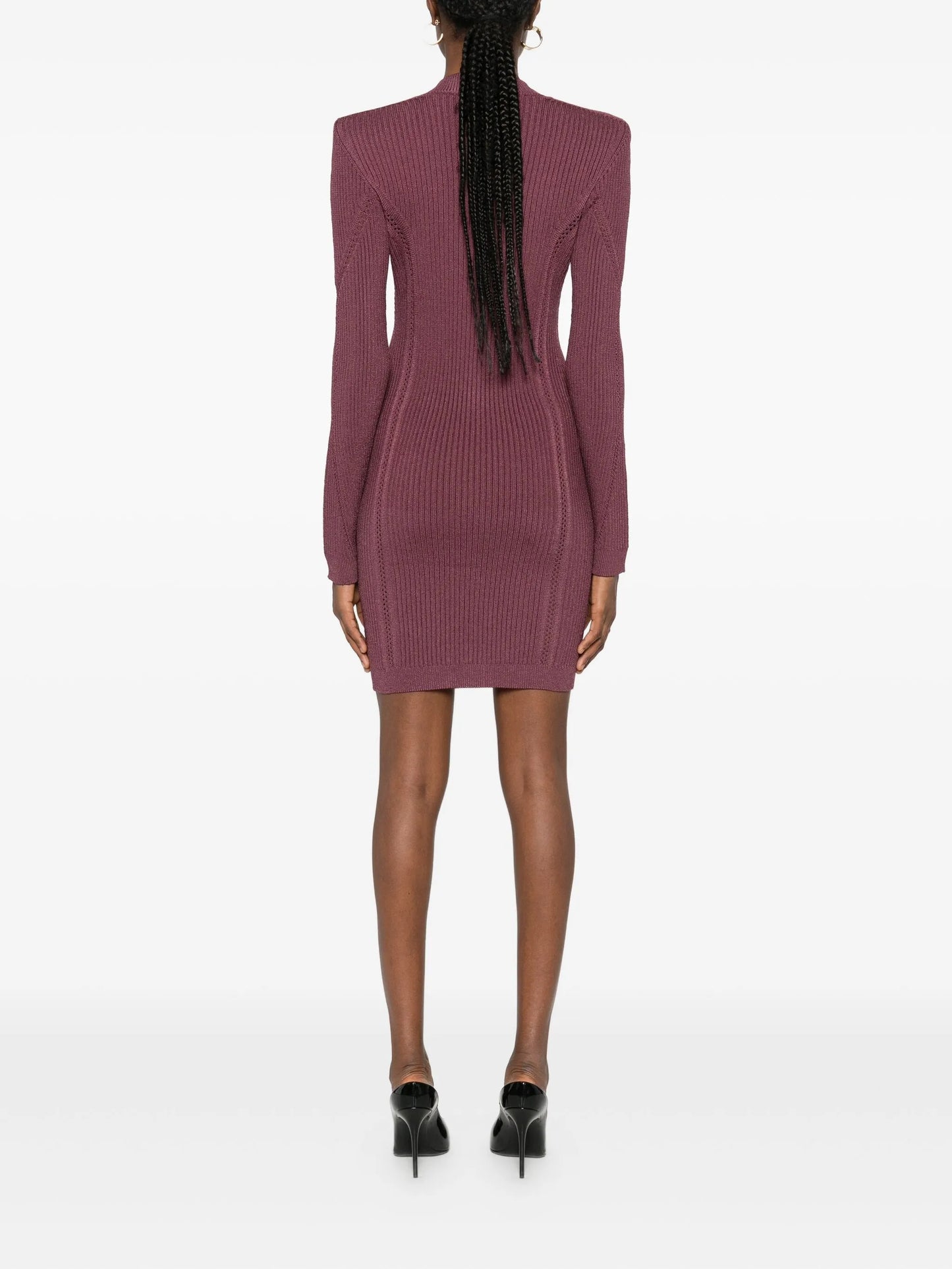buttoned V-neck short dress