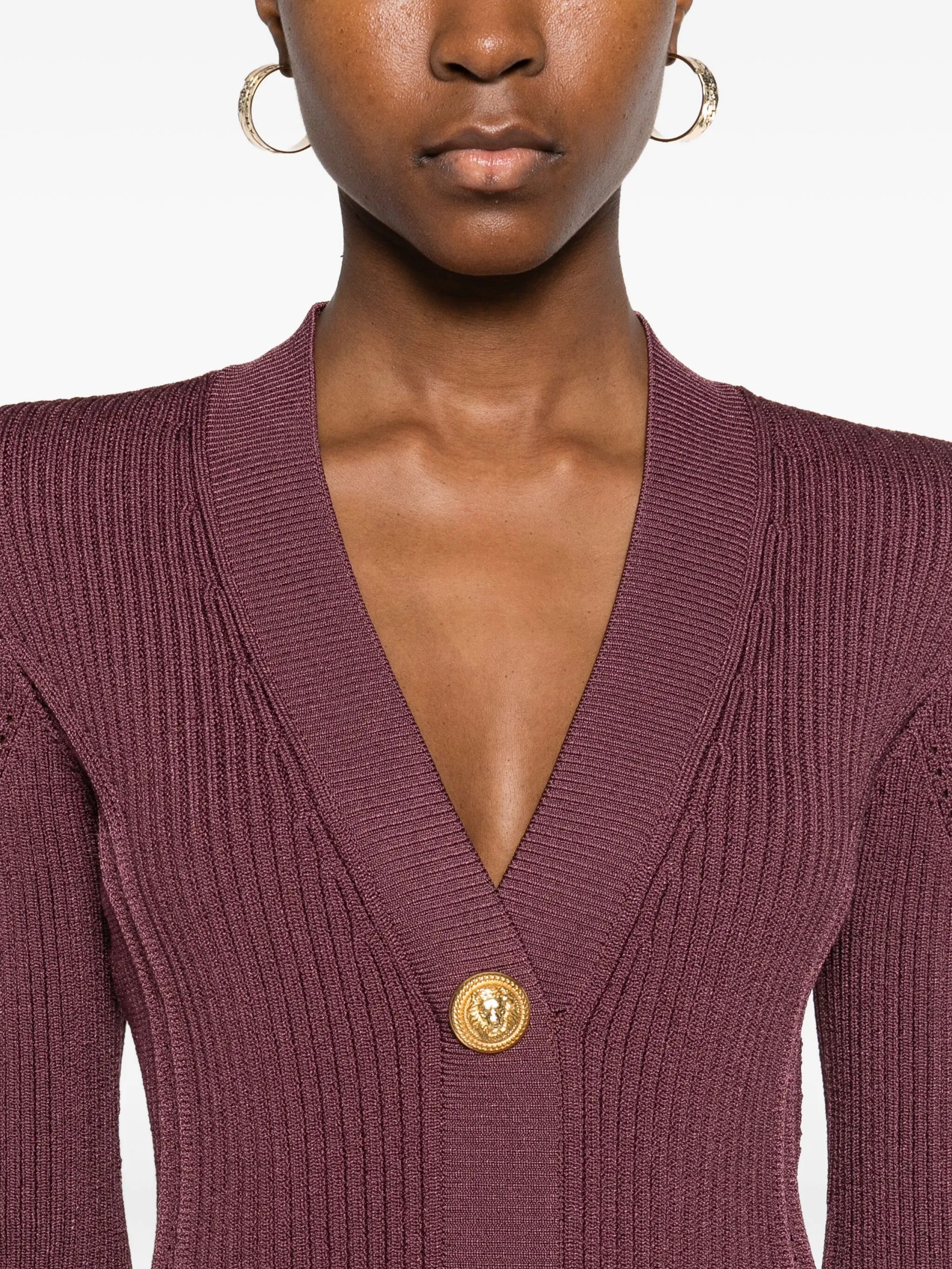 buttoned V-neck short dress
