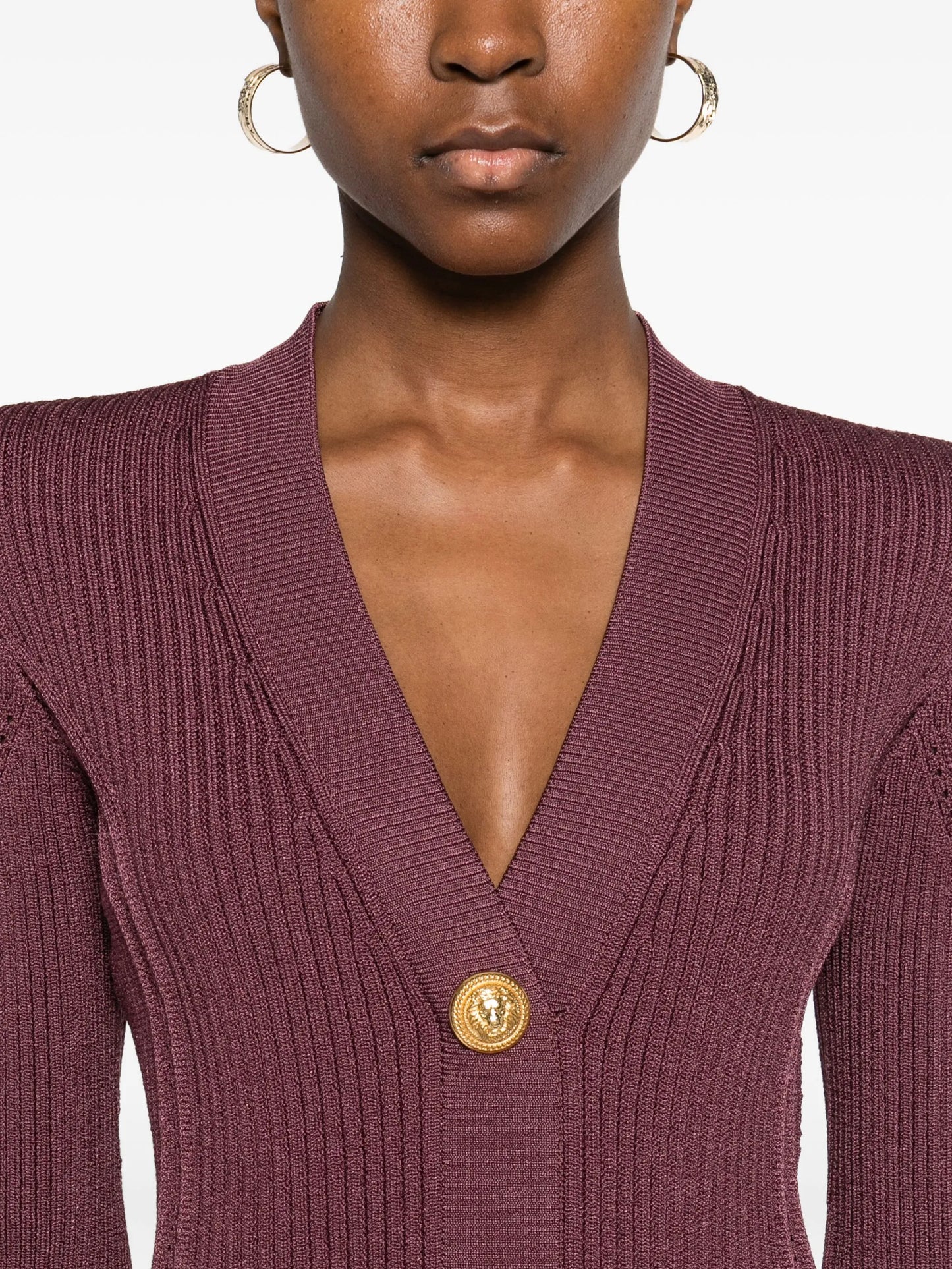 buttoned V-neck short dress