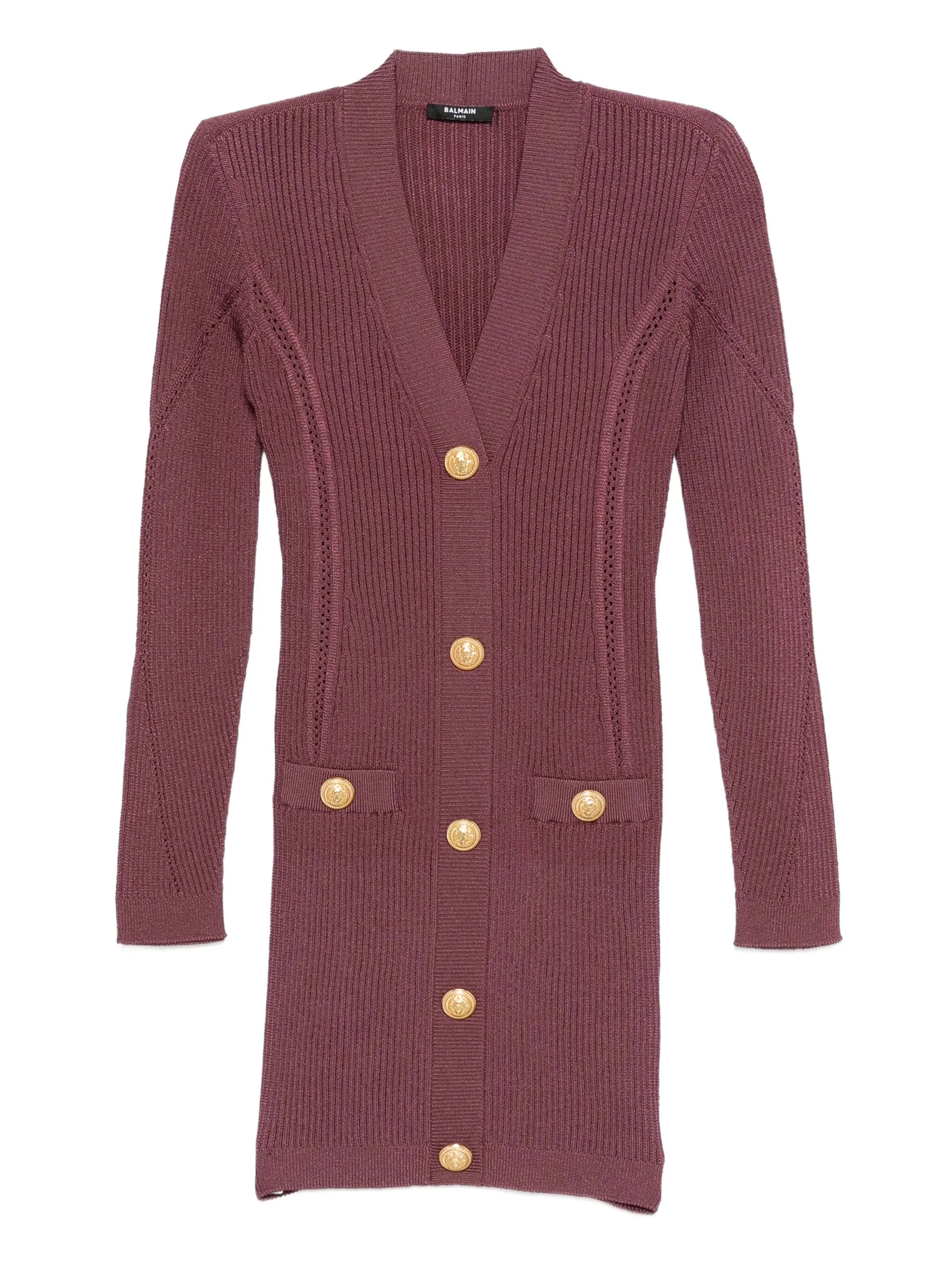 buttoned V-neck short dress