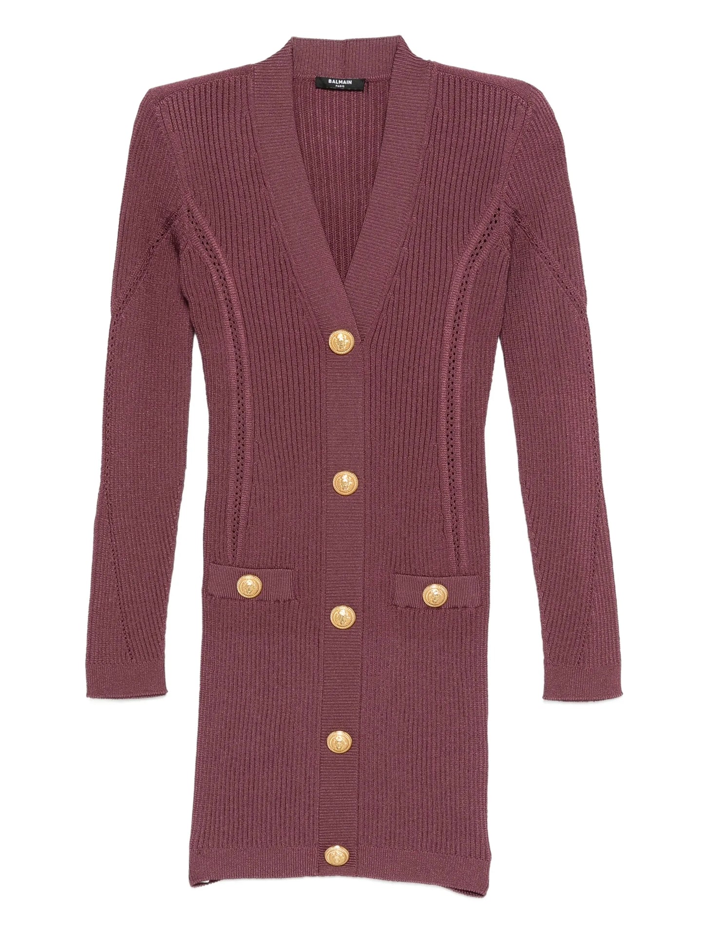buttoned V-neck short dress