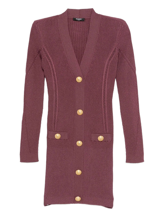 buttoned V-neck short dress