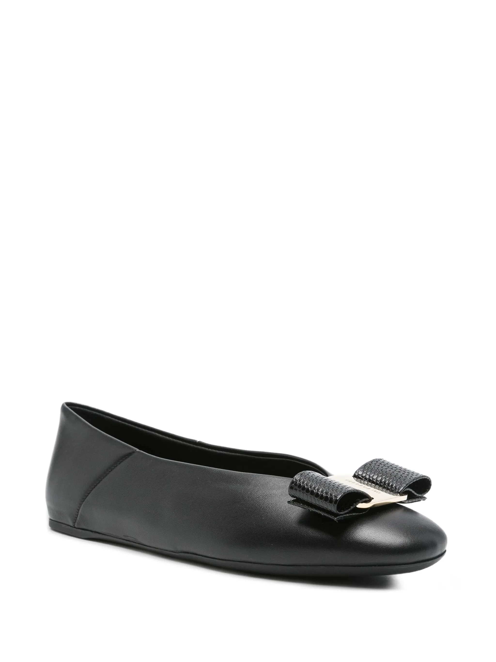 Vara bow leather ballet flats