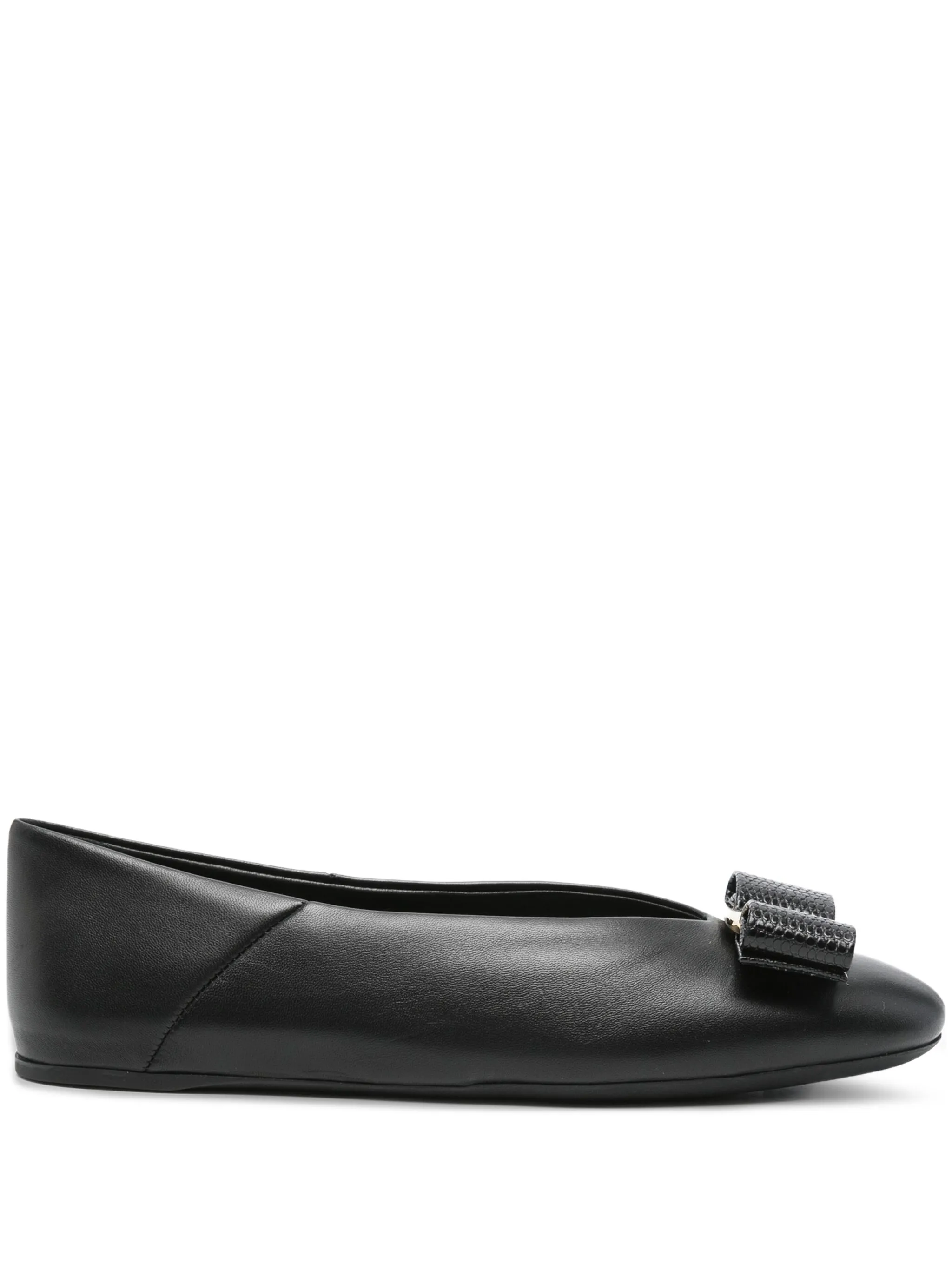 Vara bow leather ballet flats