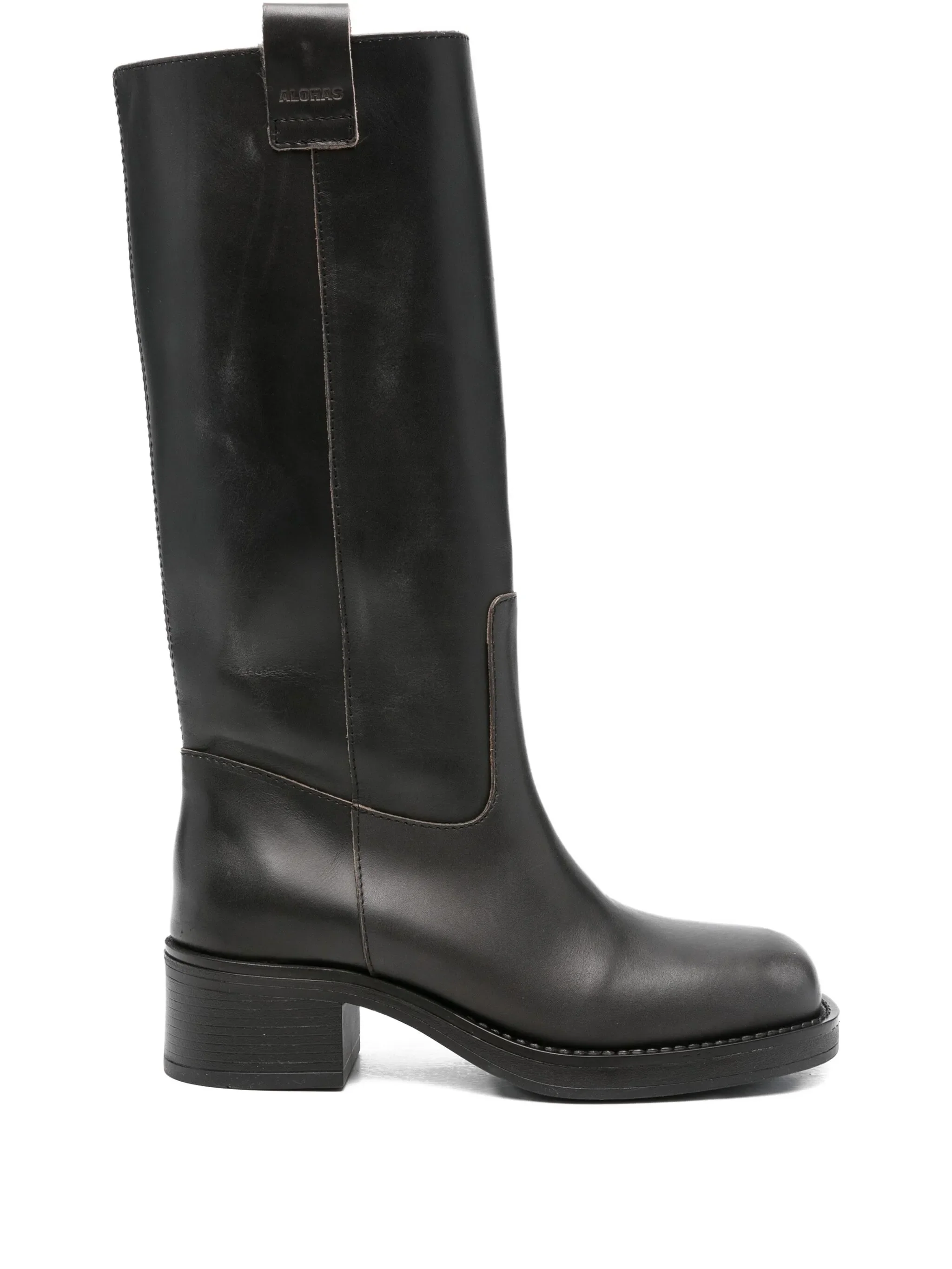 Sajan vintage effect black leather boots