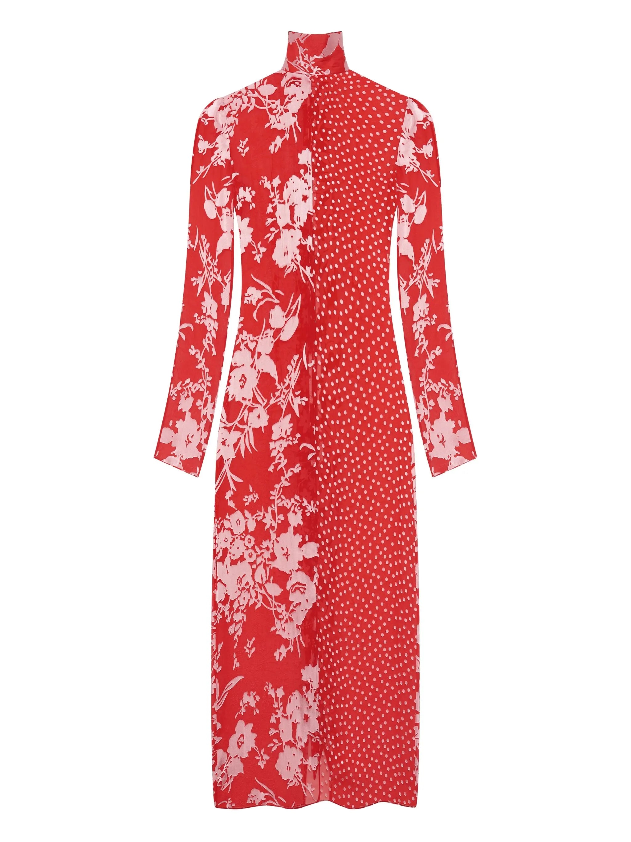 floral-polka dot print maxi dress